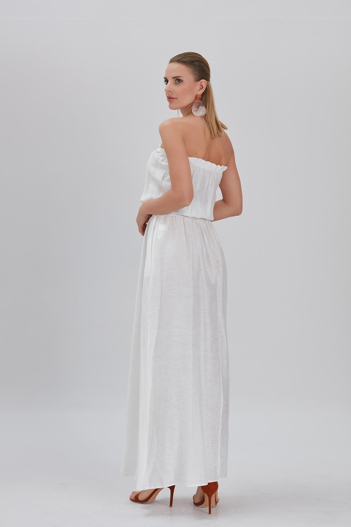 Straplez Keten Elbise