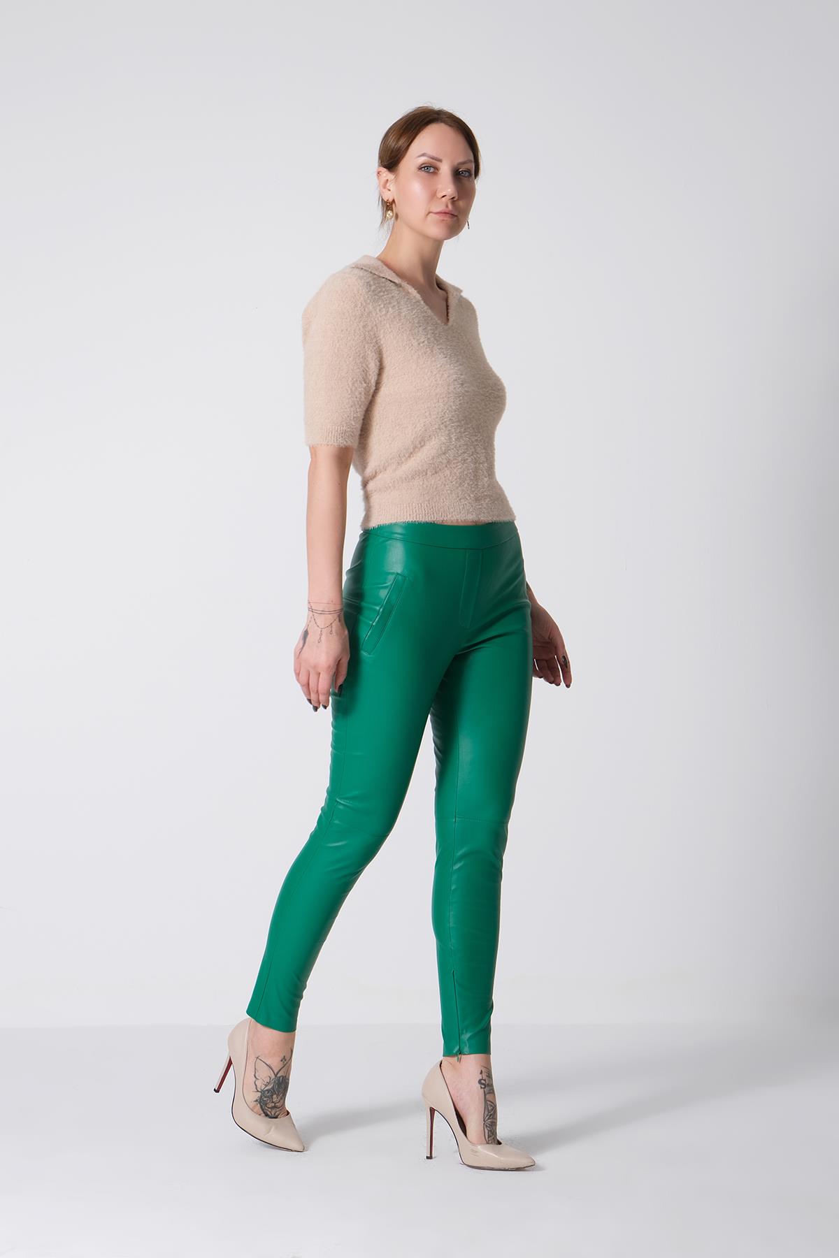 Suni Deri Skinny Pantolon