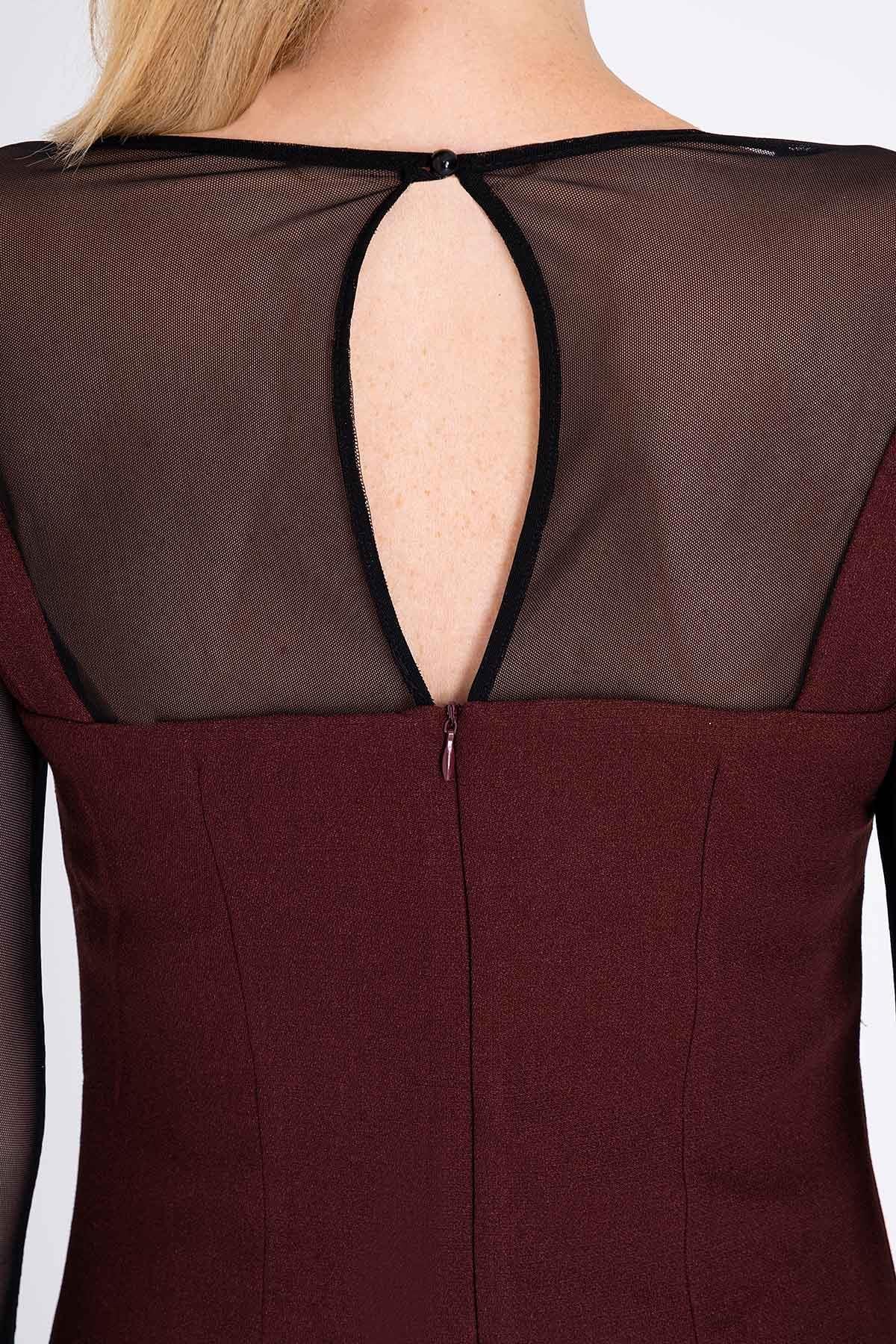 Tül Detaylı Mini Elbise