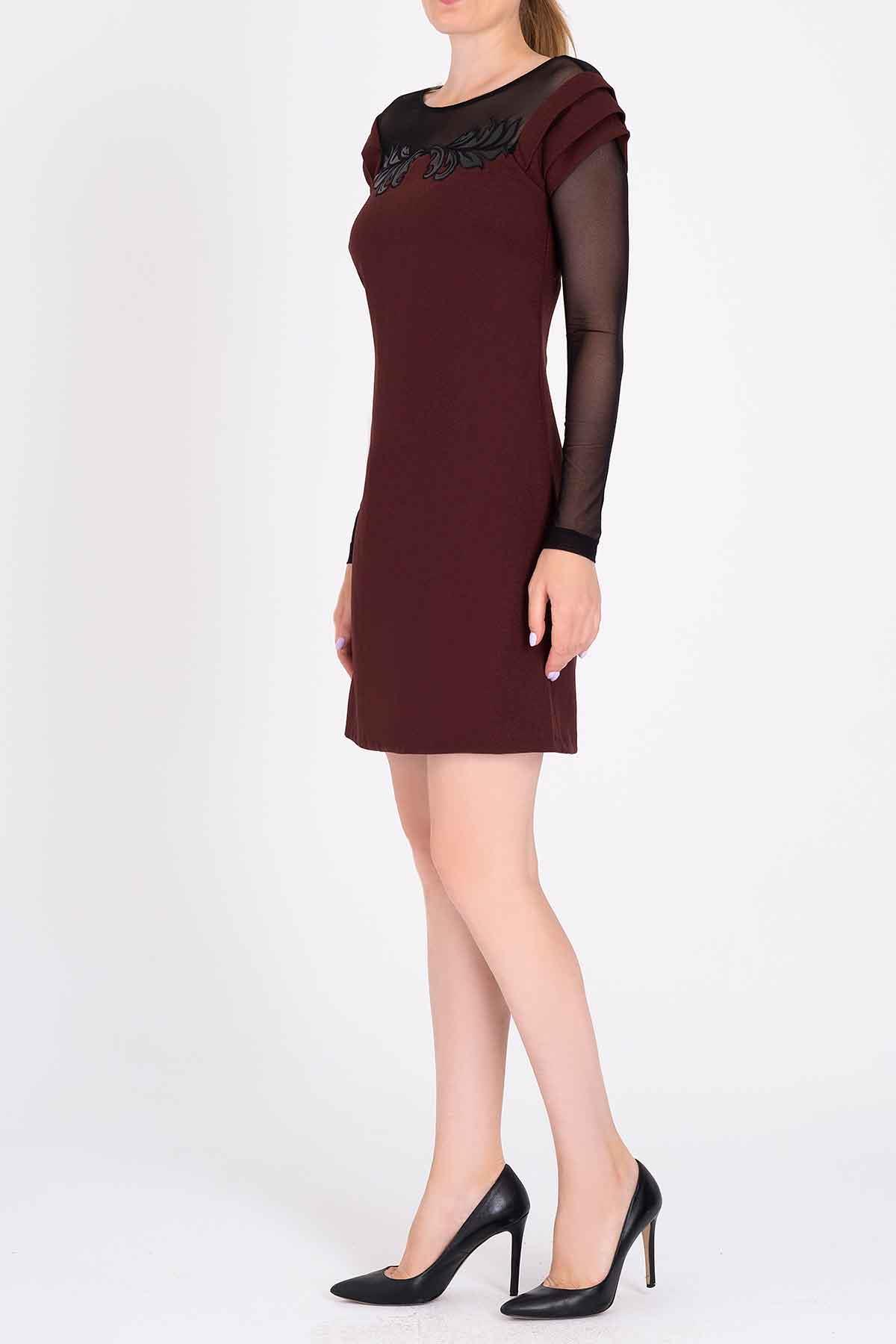 Tül Detaylı Mini Elbise
