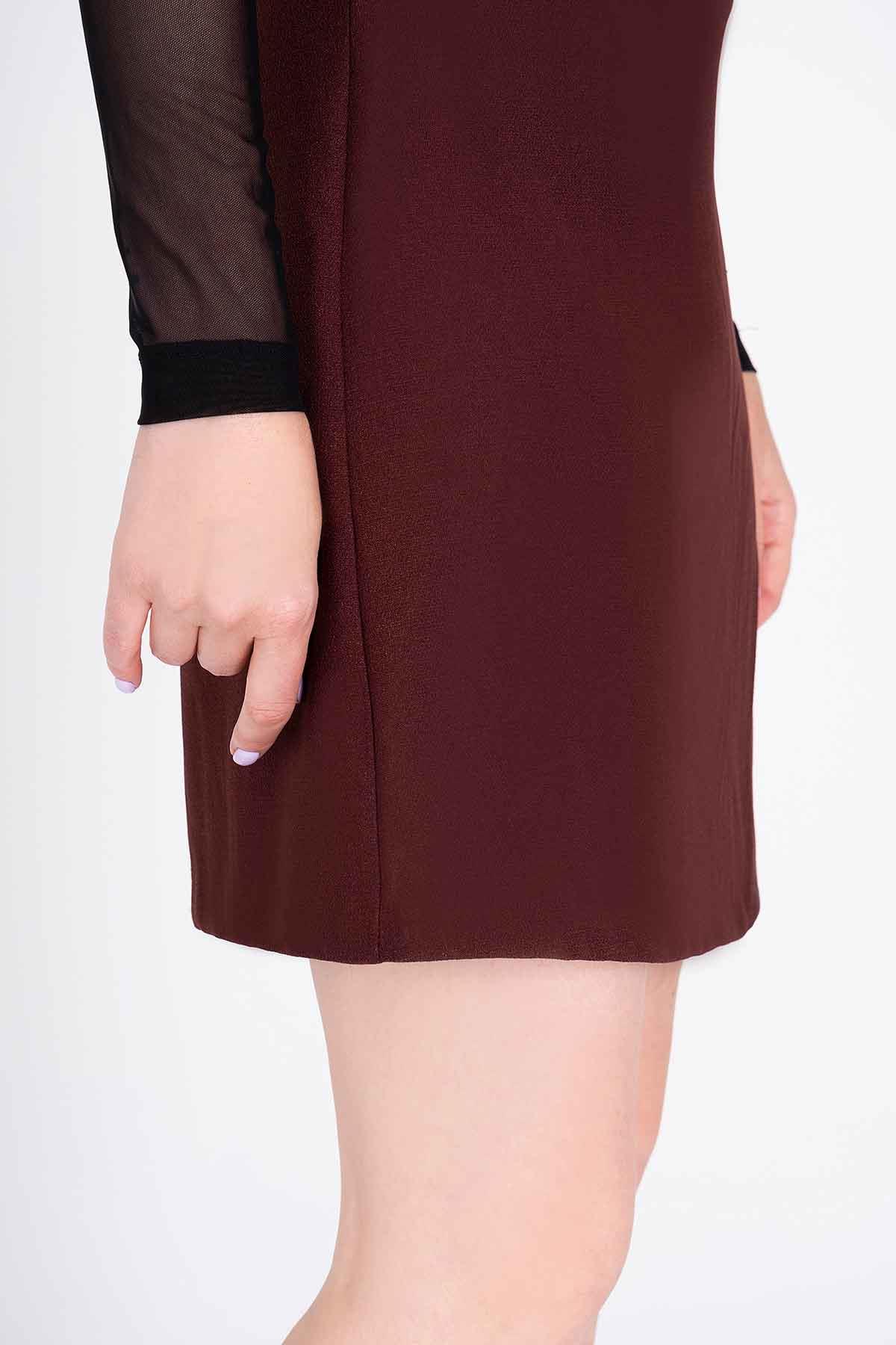 Tül Detaylı Mini Elbise