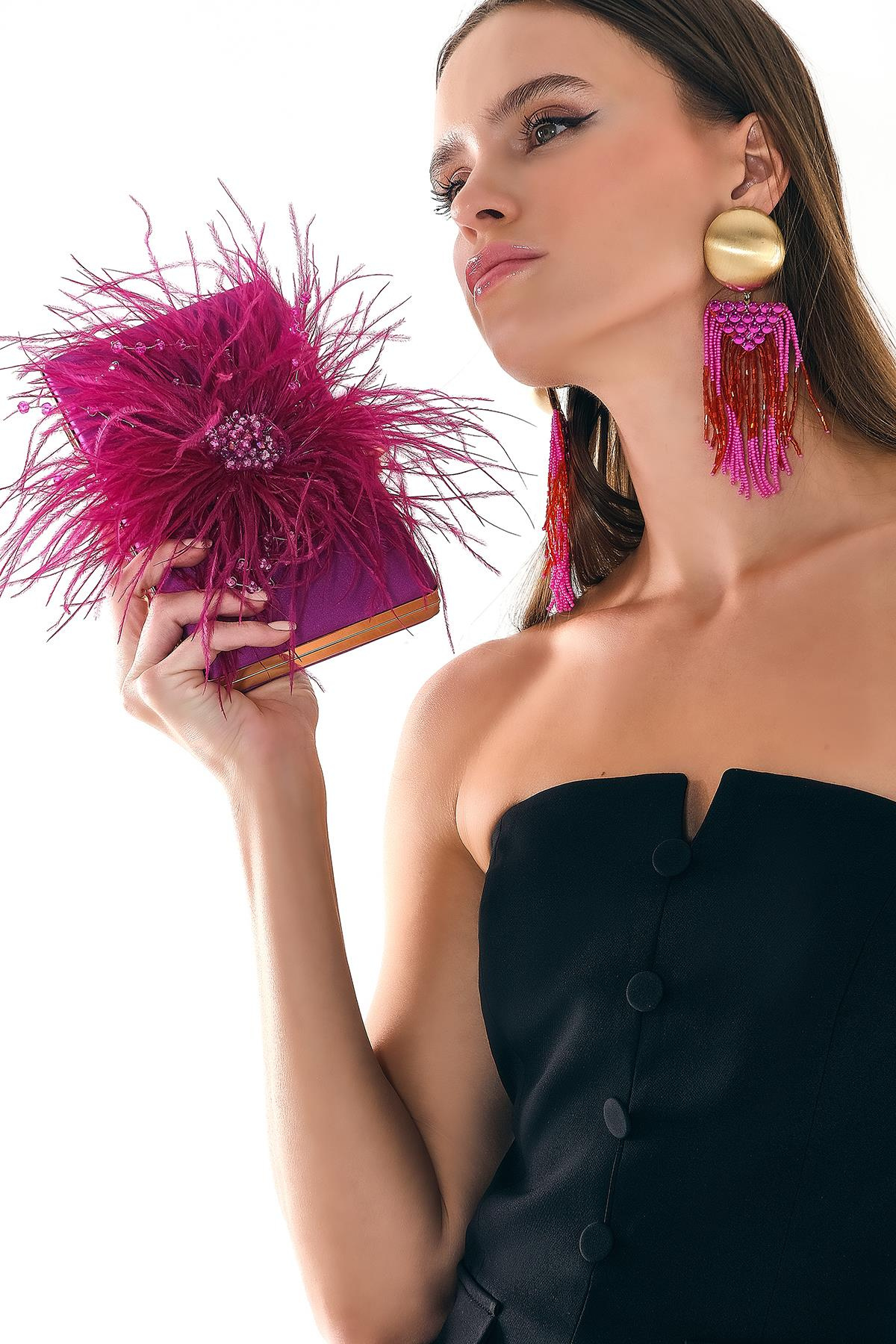 V Dekolteli Düğme Detaylı Mini Klasik Elbise