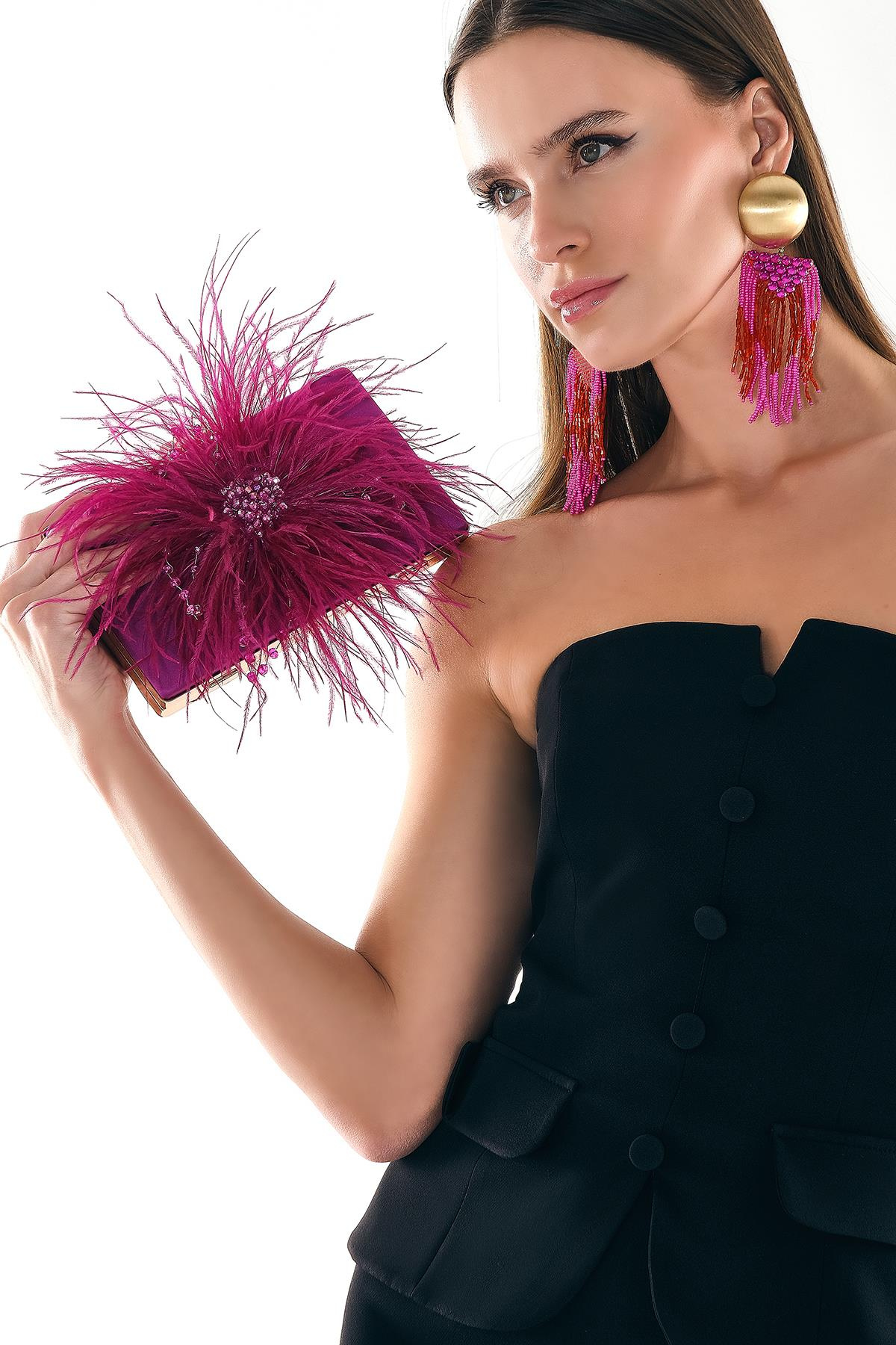 V Dekolteli Düğme Detaylı Mini Klasik Elbise