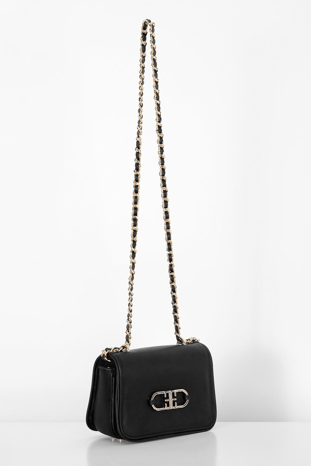 Vegan Deri, Gündüz Gece Kullanışlı, Zincirli, Çok Gözlü Şık Çanta