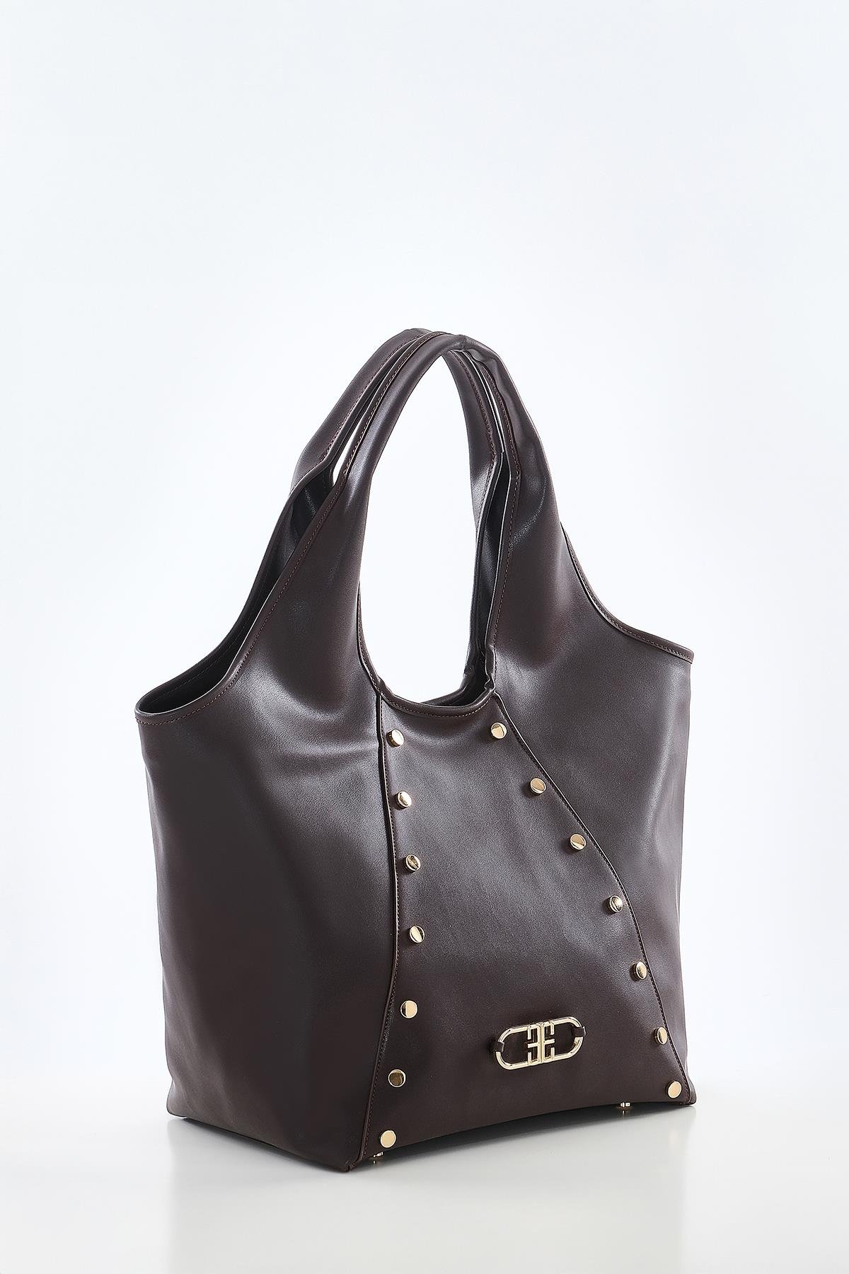 Vegan Deri, Süet Astarlı, Tasarımlı, Büyük, El Omuz Çanta