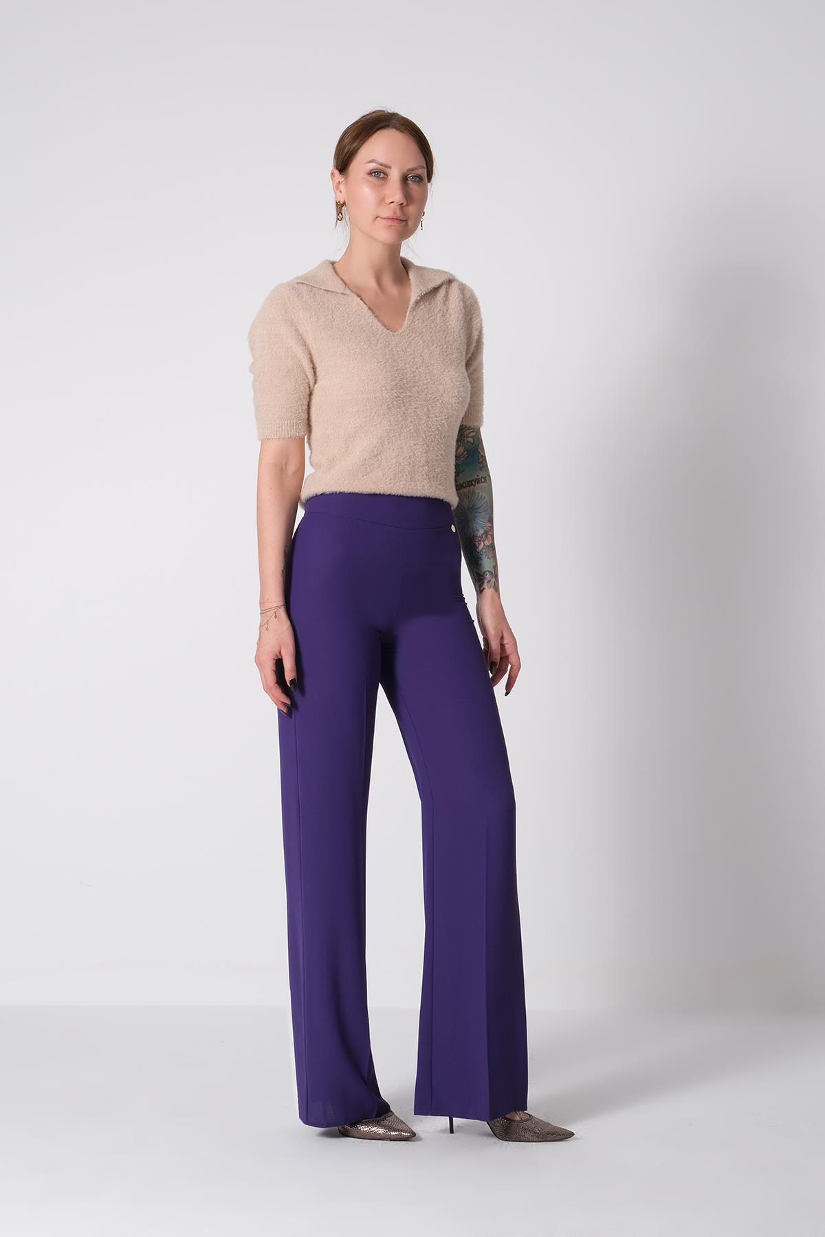 Yüksek Bel Bol Paça Pantolon