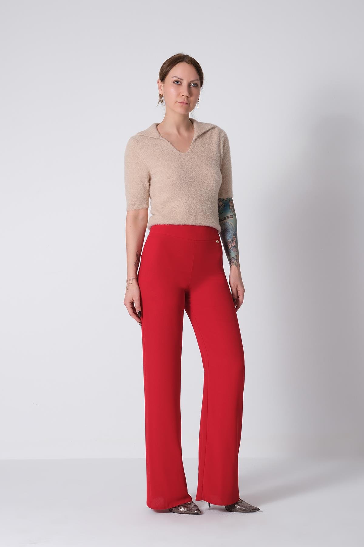 Yüksek Bel Bol Paça Pantolon