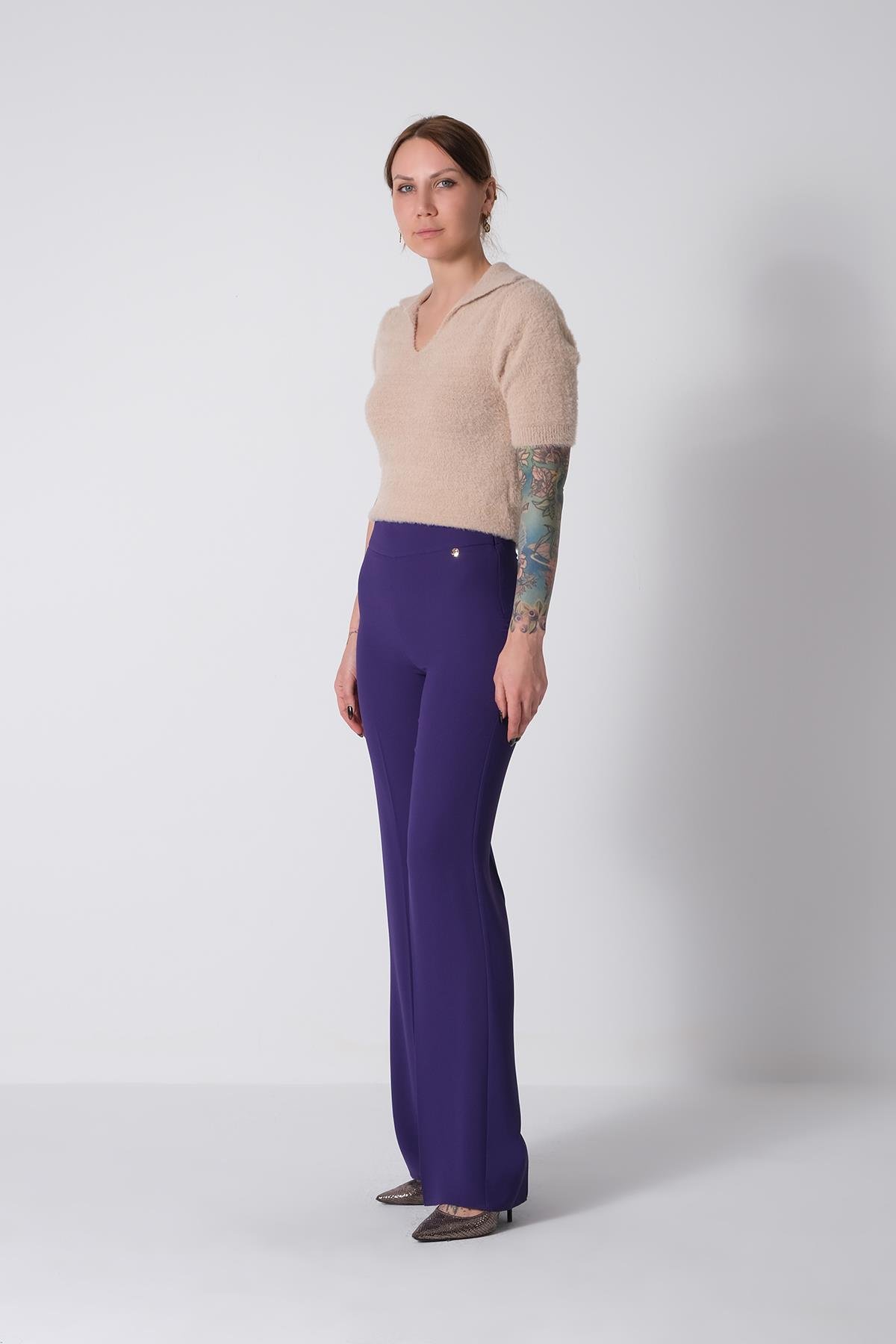 Yüksek Bel Bol Paça Pantolon