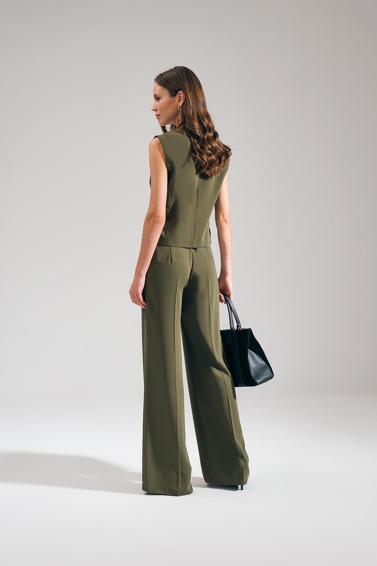 Yüksek Bel Cepli Pantolon