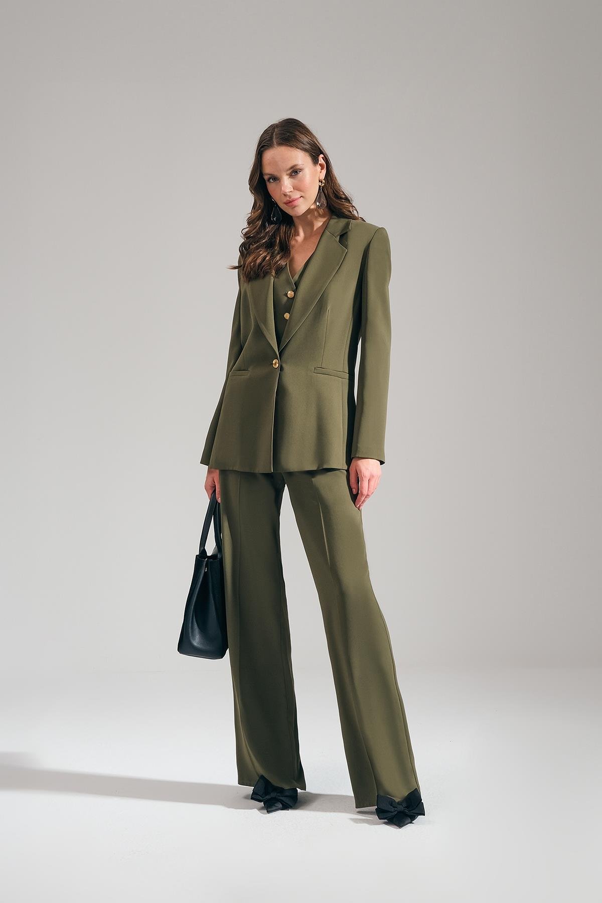 Yüksek Bel Cepli Pantolon