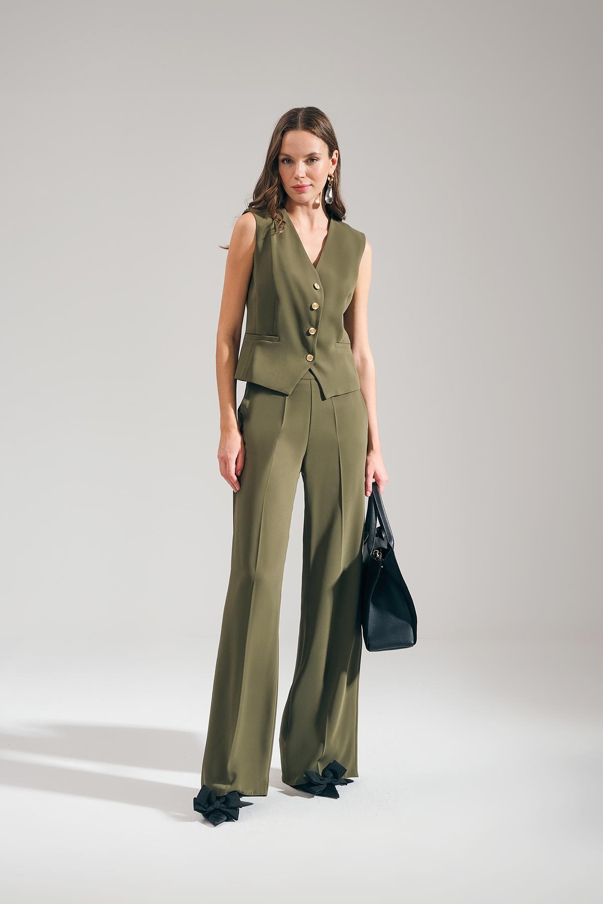 Yüksek Bel Cepli Pantolon