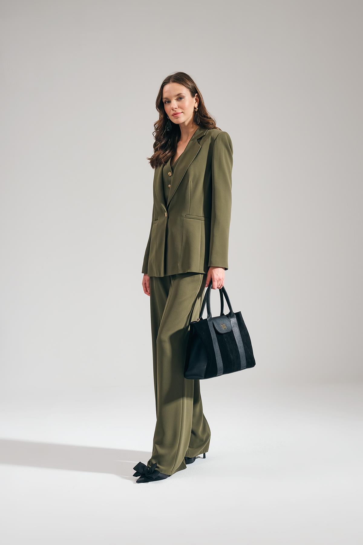 Yüksek Bel Cepli Pantolon