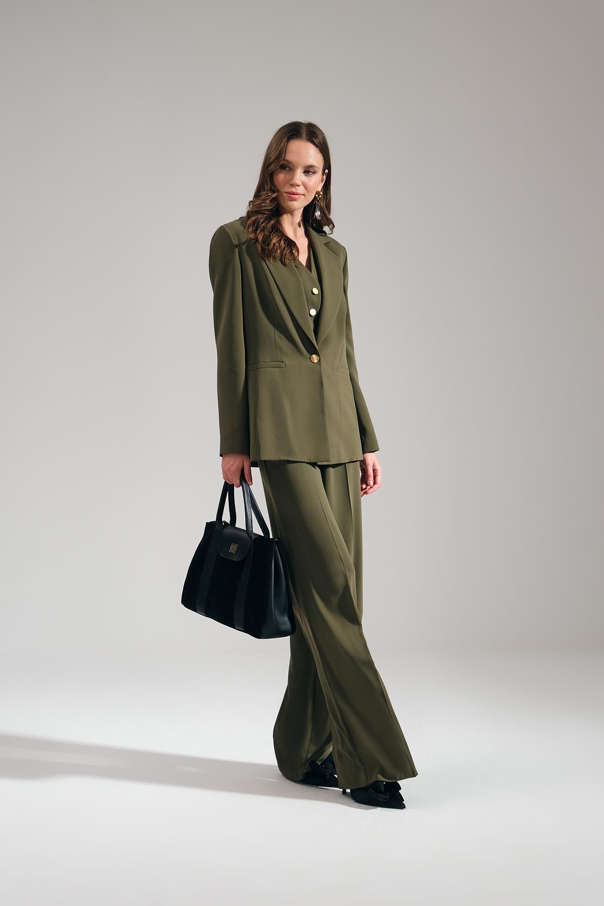 Yüksek Bel Cepli Pantolon