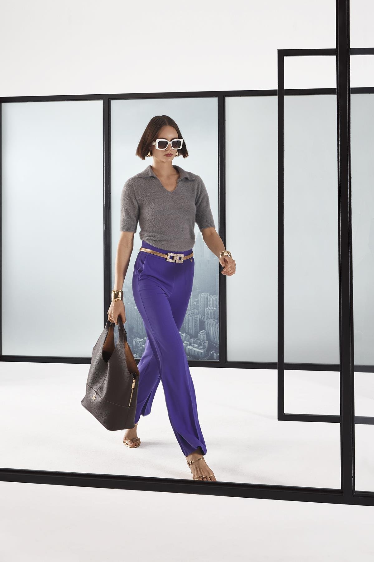 Yüksek Bel Cepli Pantolon