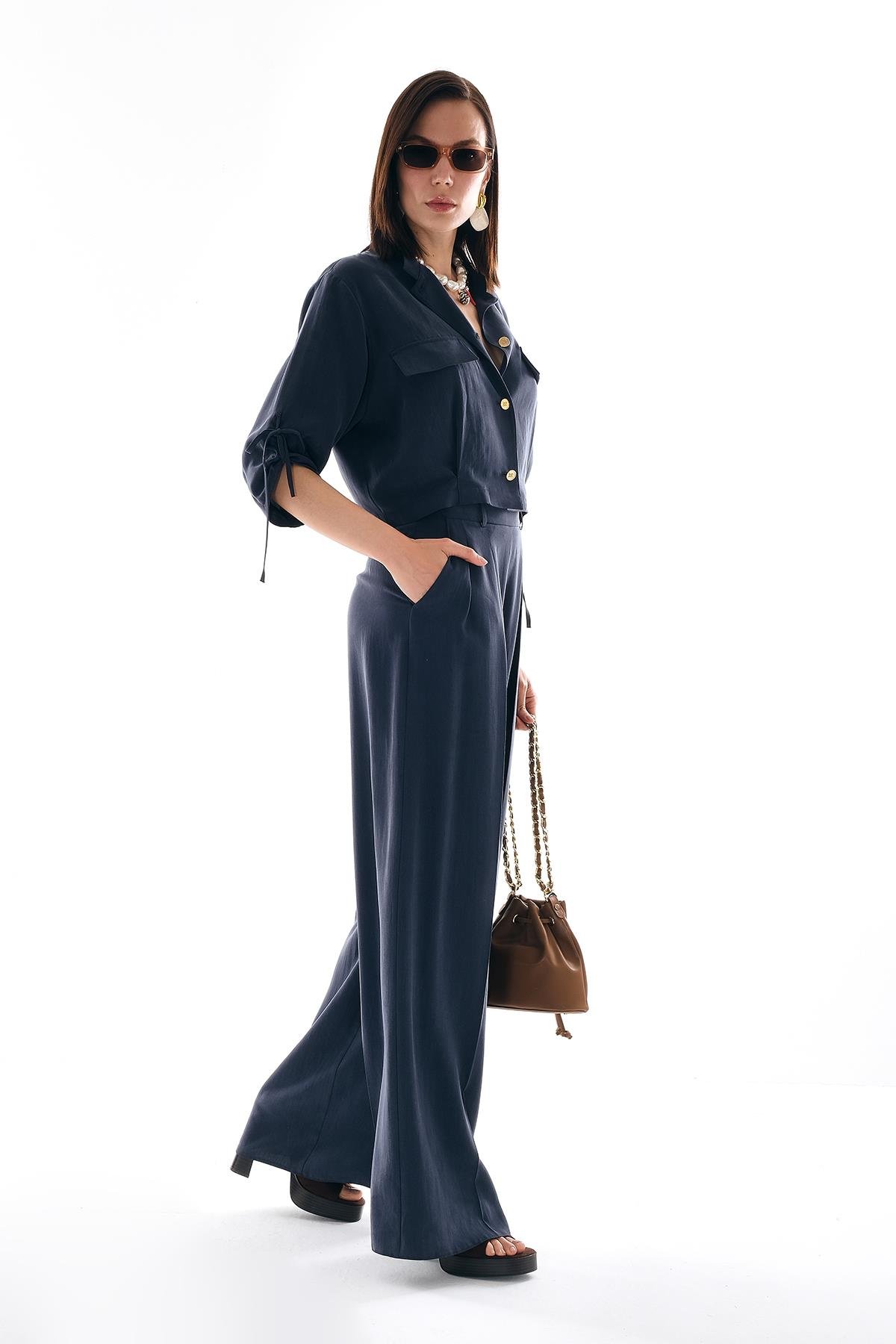 Yüksek Bel Geniş Paça Pantolon