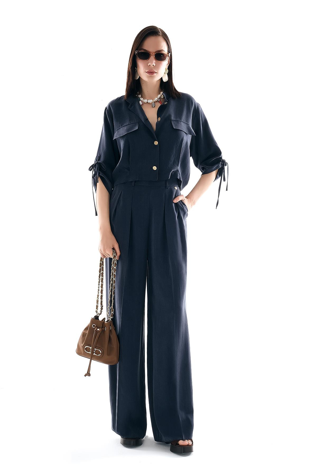 Yüksek Bel Geniş Paça Pantolon