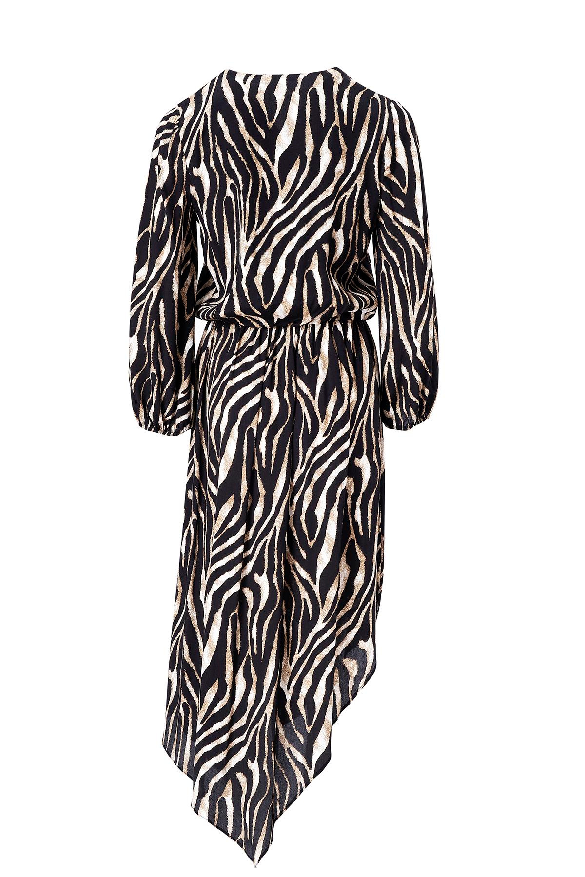 Zebra Desenli Maroken Elbise