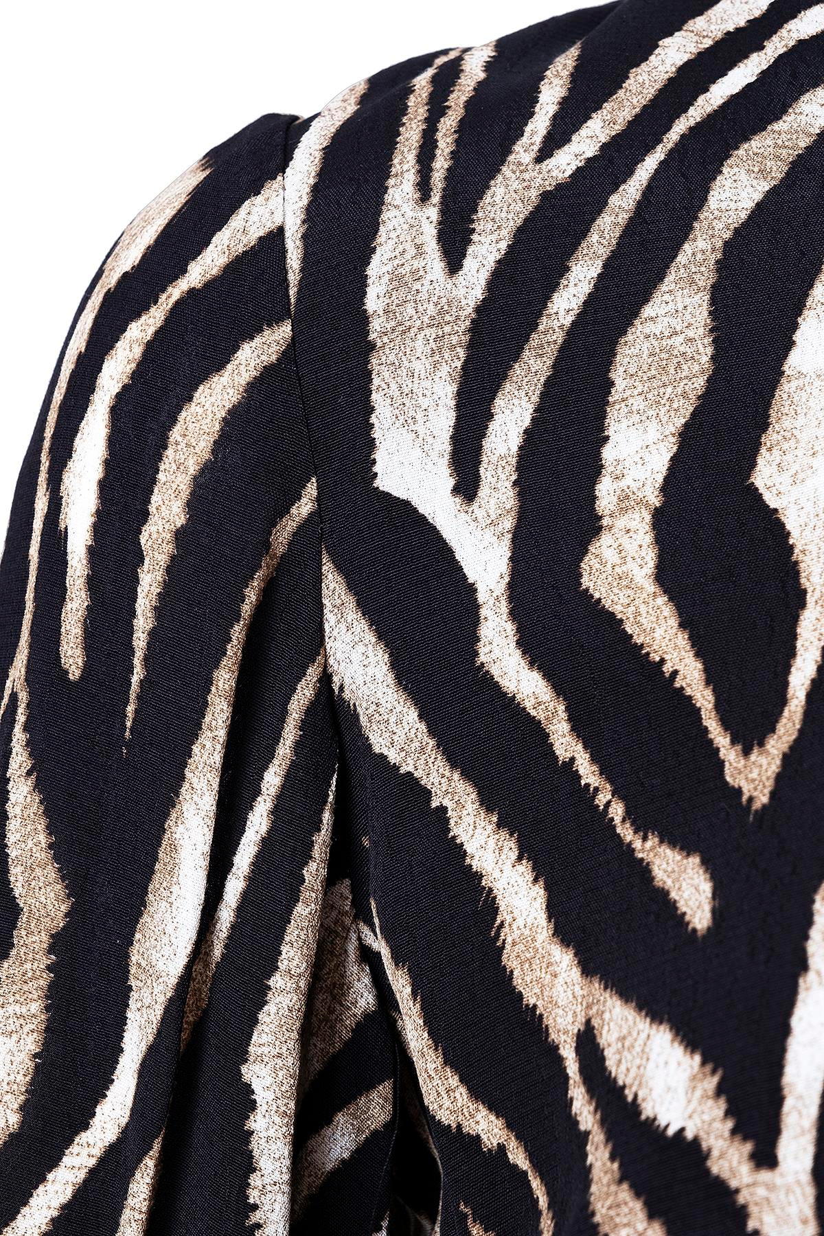 Zebra Desenli Maroken Elbise