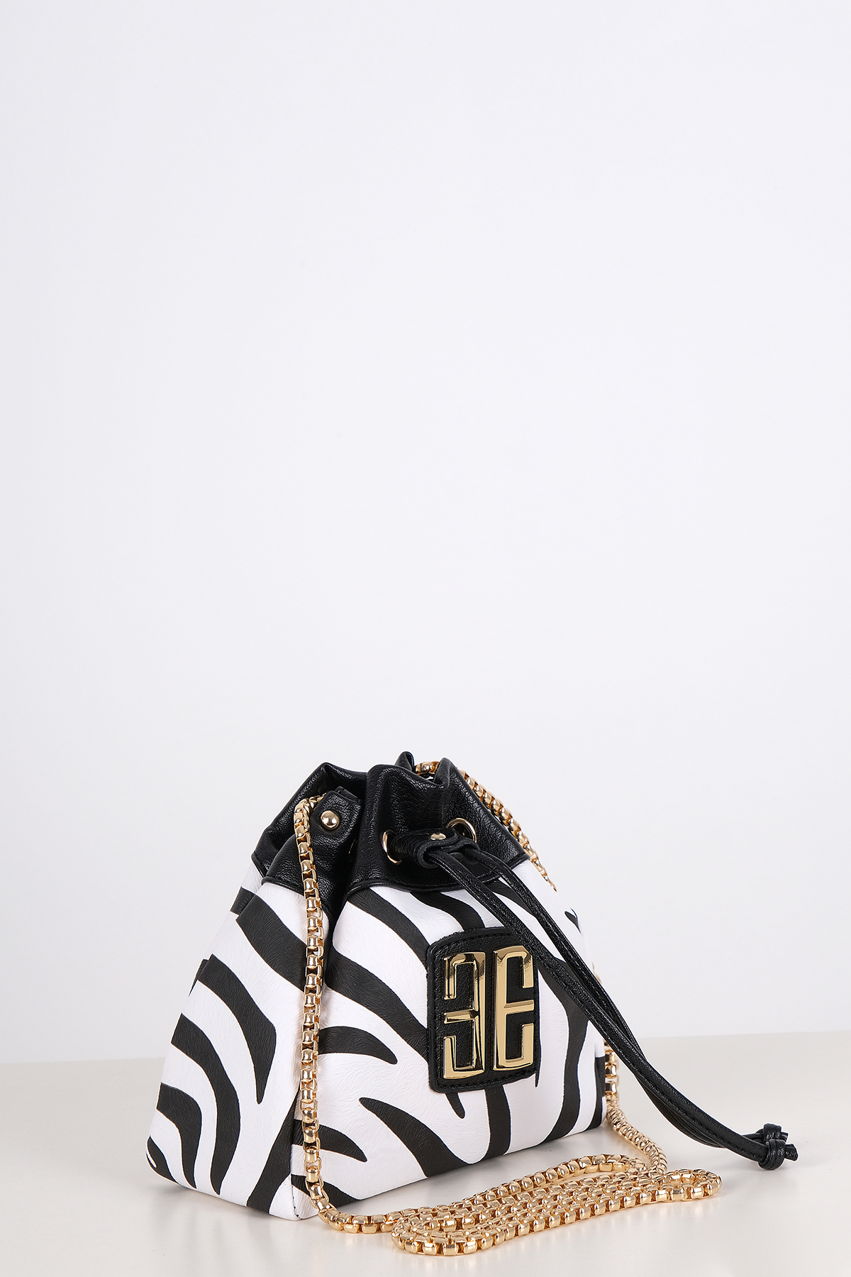 Zebra Desenli Mini Bucket Çanta