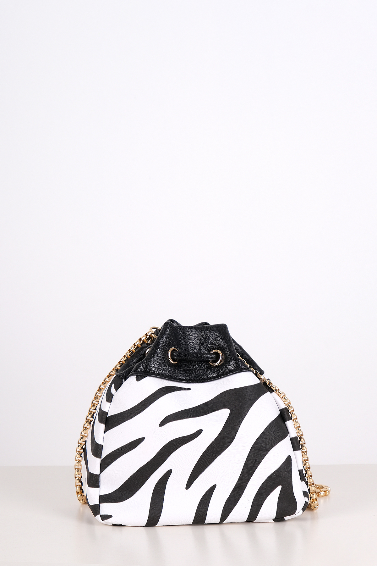 Zebra Desenli Mini Bucket Çanta