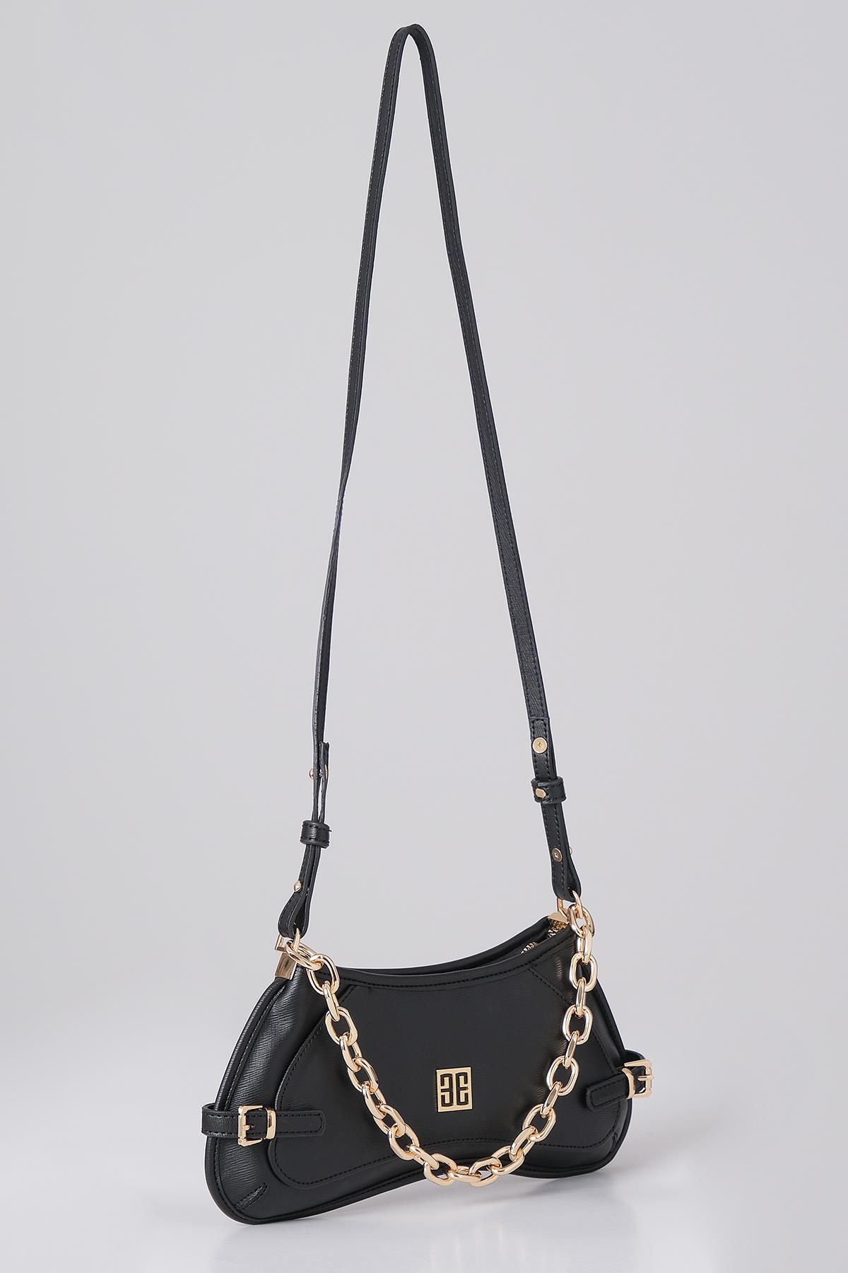 Zincir Aksesuarlı Uzun Deri Askılı El Omuz Çanta