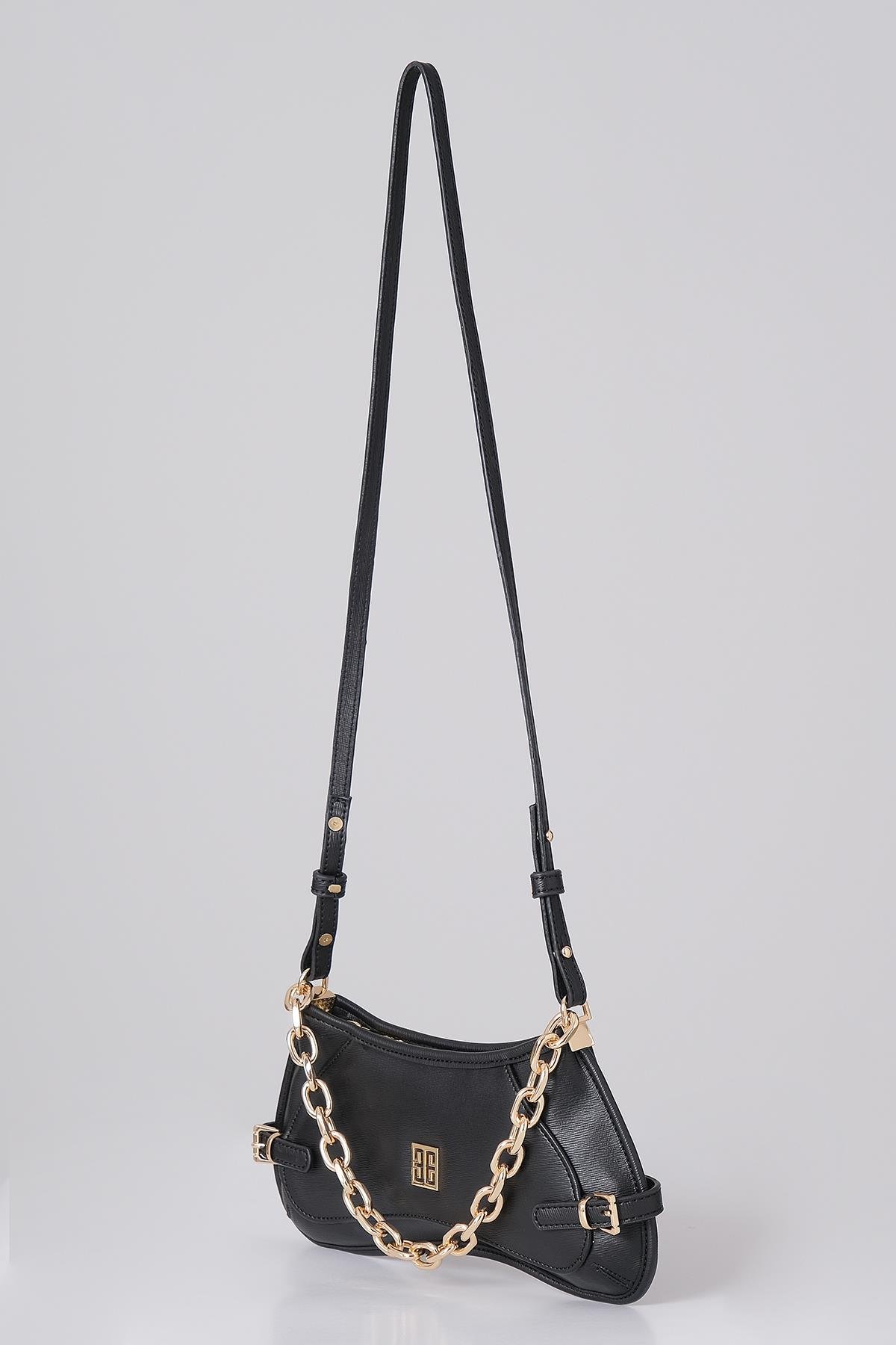 Zincir Aksesuarlı Uzun Deri Askılı El Omuz Çanta