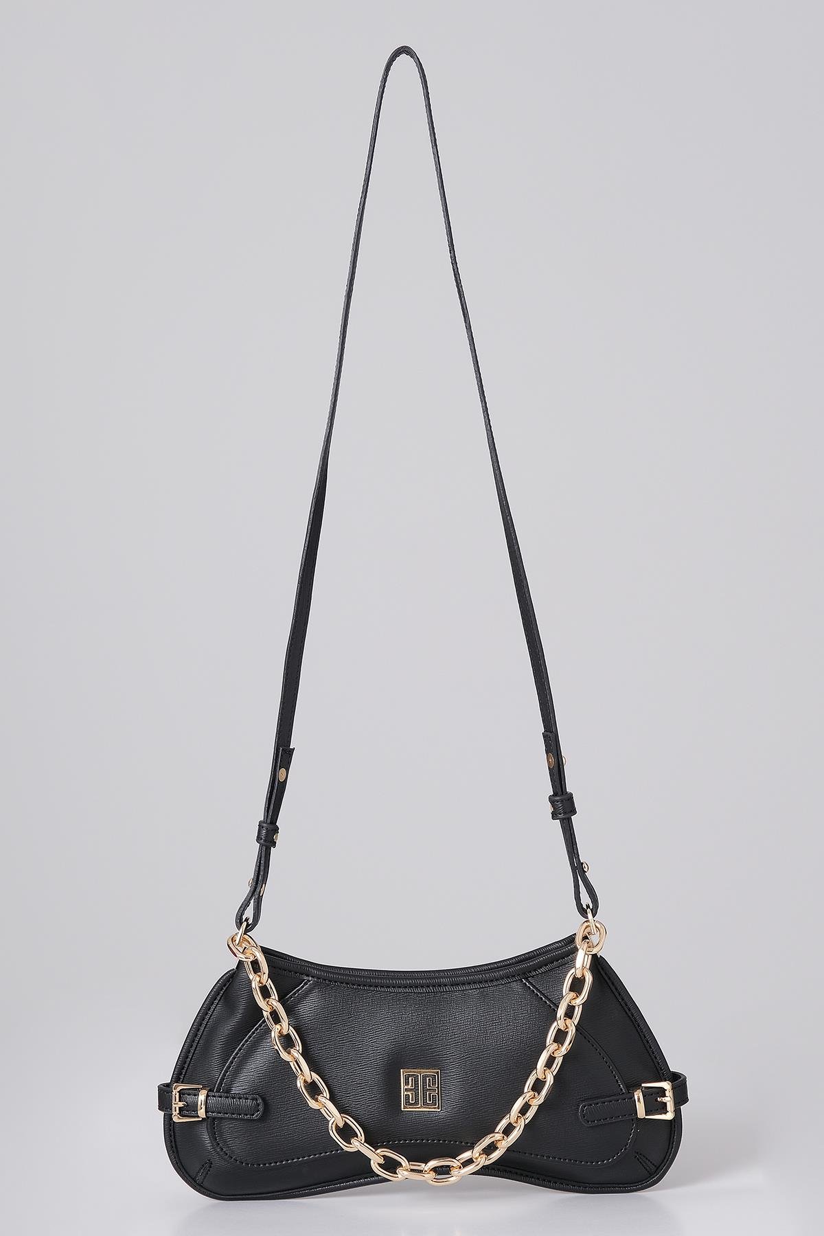 Zincir Aksesuarlı Uzun Deri Askılı El Omuz Çanta