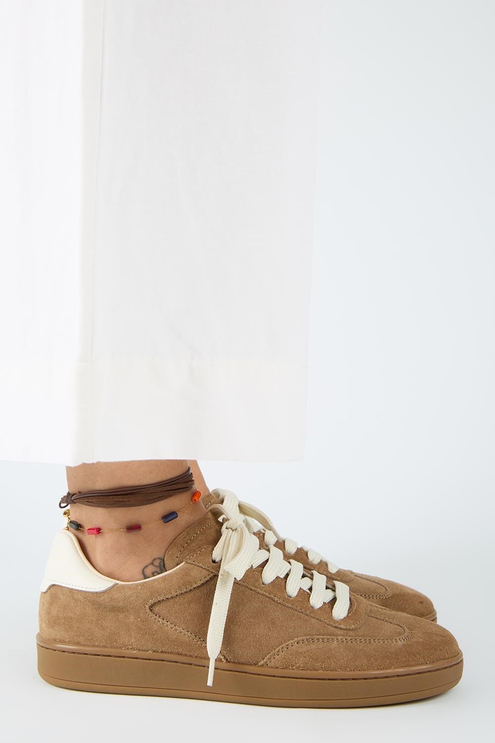 Krahe Barbella 2 Kadın Hakiki Deri Üç Ayrı Alternatif Bağcıklı Kum-Ekru Sneakers