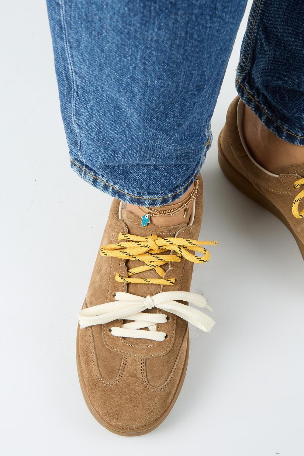 Krahe Barbella Kadın Hakiki Deri Üç Ayrı Alternatif Bağcıklı Kum Sneakers