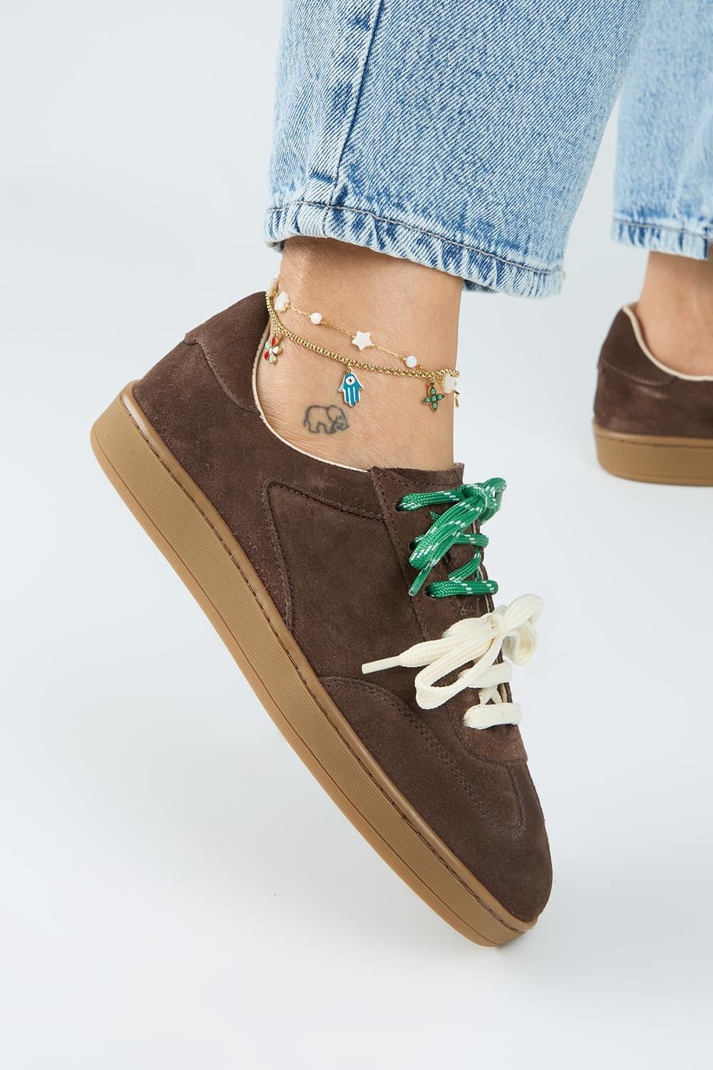 Krahe Barbella Kadın Hakiki Deri Üç Ayrı Alternatif Bağcıklı Kahve Sneakers