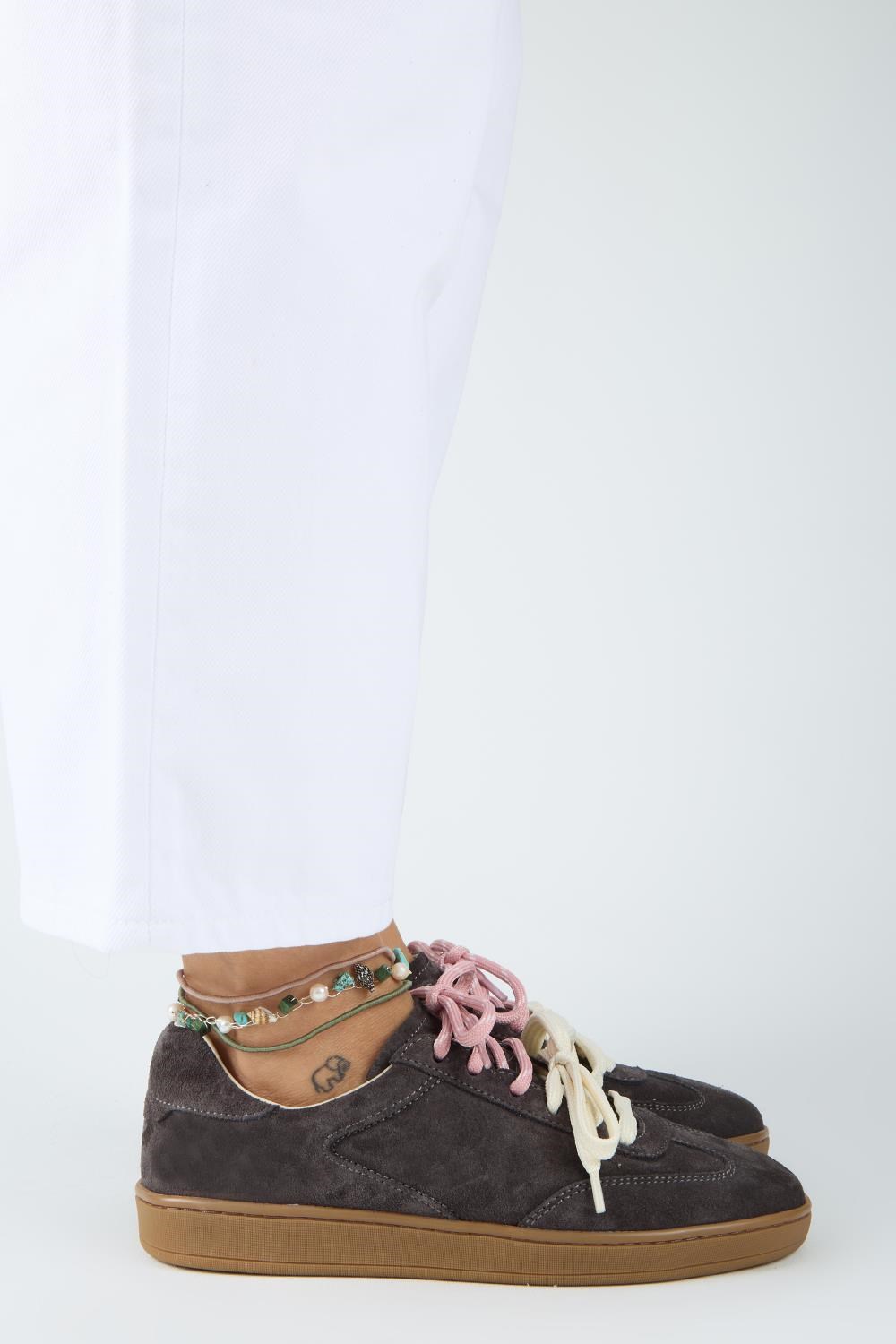 Krahe Barbella Kadın Hakiki Deri Üç Ayrı Alternatif Bağcıklı Antrasit Sneakers