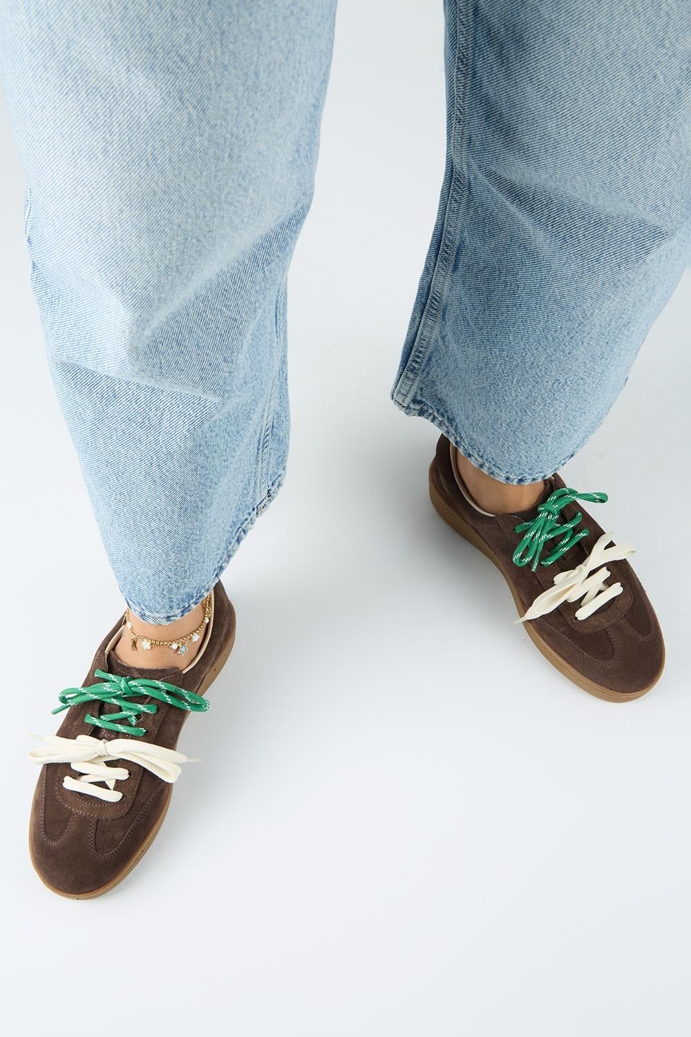Krahe Barbella Kadın Hakiki Deri Üç Ayrı Alternatif Bağcıklı Kahve Sneakers