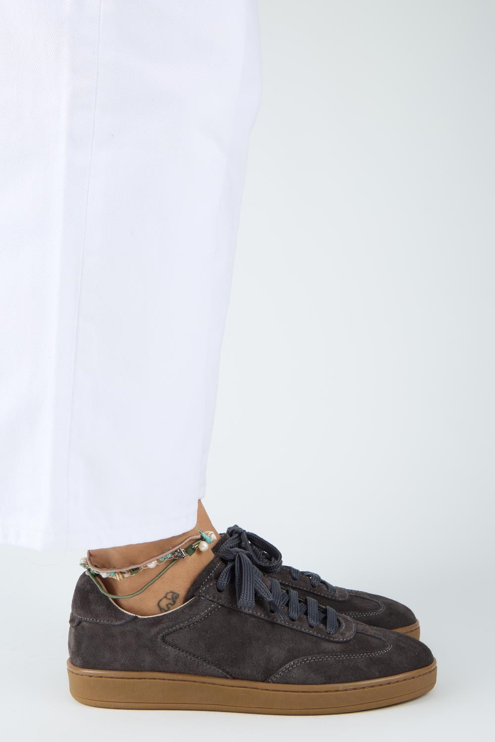 Krahe Barbella Kadın Hakiki Deri Üç Ayrı Alternatif Bağcıklı Antrasit Sneakers