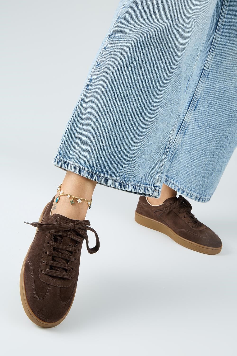 Krahe Barbella Kadın Hakiki Deri Üç Ayrı Alternatif Bağcıklı Kahve Sneakers