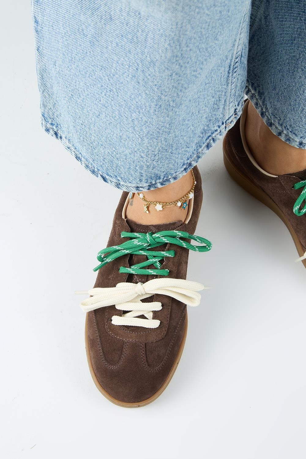 Krahe Barbella Kadın Hakiki Deri Üç Ayrı Alternatif Bağcıklı Kahve Sneakers