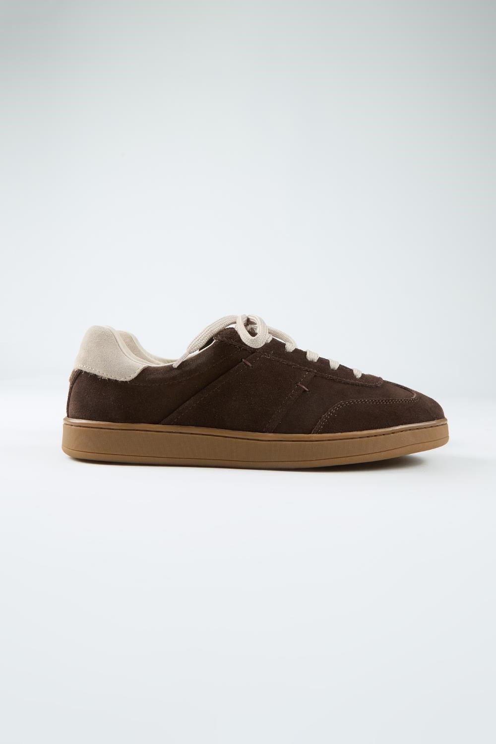 Krahe Calijero 2 Erkek Hakiki Deri Bağcıklı Kahve-Bej Sneakers