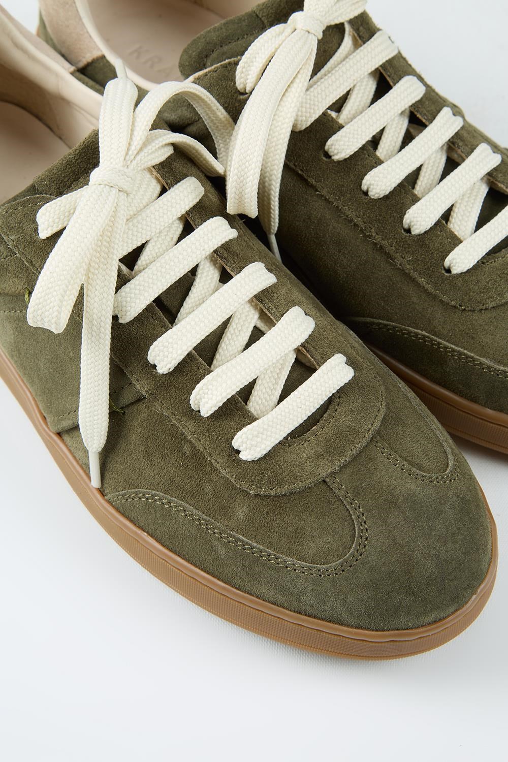 Krahe Calijero 2 Erkek Hakiki Deri Bağcıklı Haki-Bej Sneakers