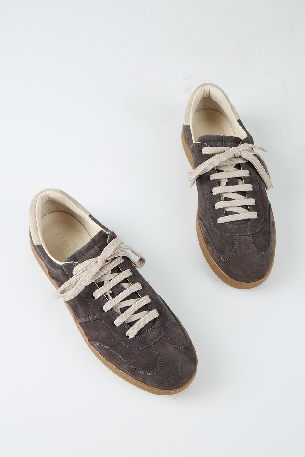 Krahe Calijero 2 Erkek Hakiki Deri Bağcıklı Antrasit - Bej Sneakers