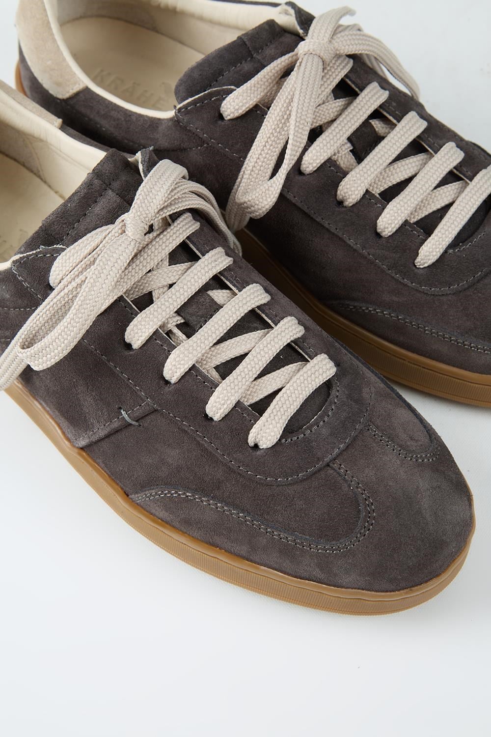 Krahe Calijero 2 Erkek Hakiki Deri Bağcıklı Antrasit - Bej Sneakers