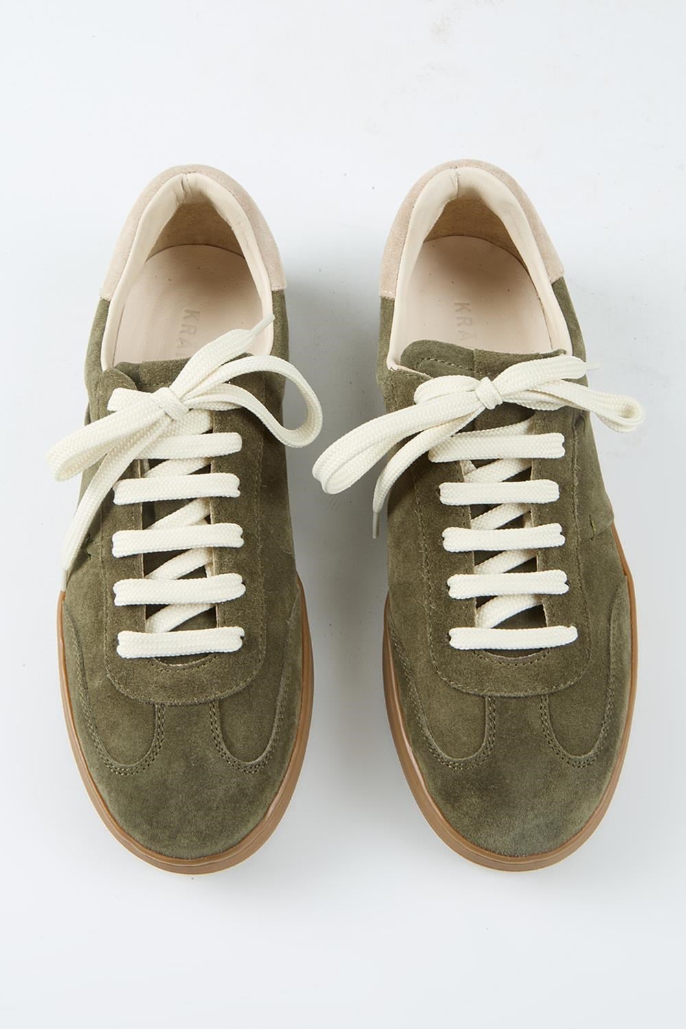 Krahe Calijero 2 Erkek Hakiki Deri Bağcıklı Haki-Bej Sneakers