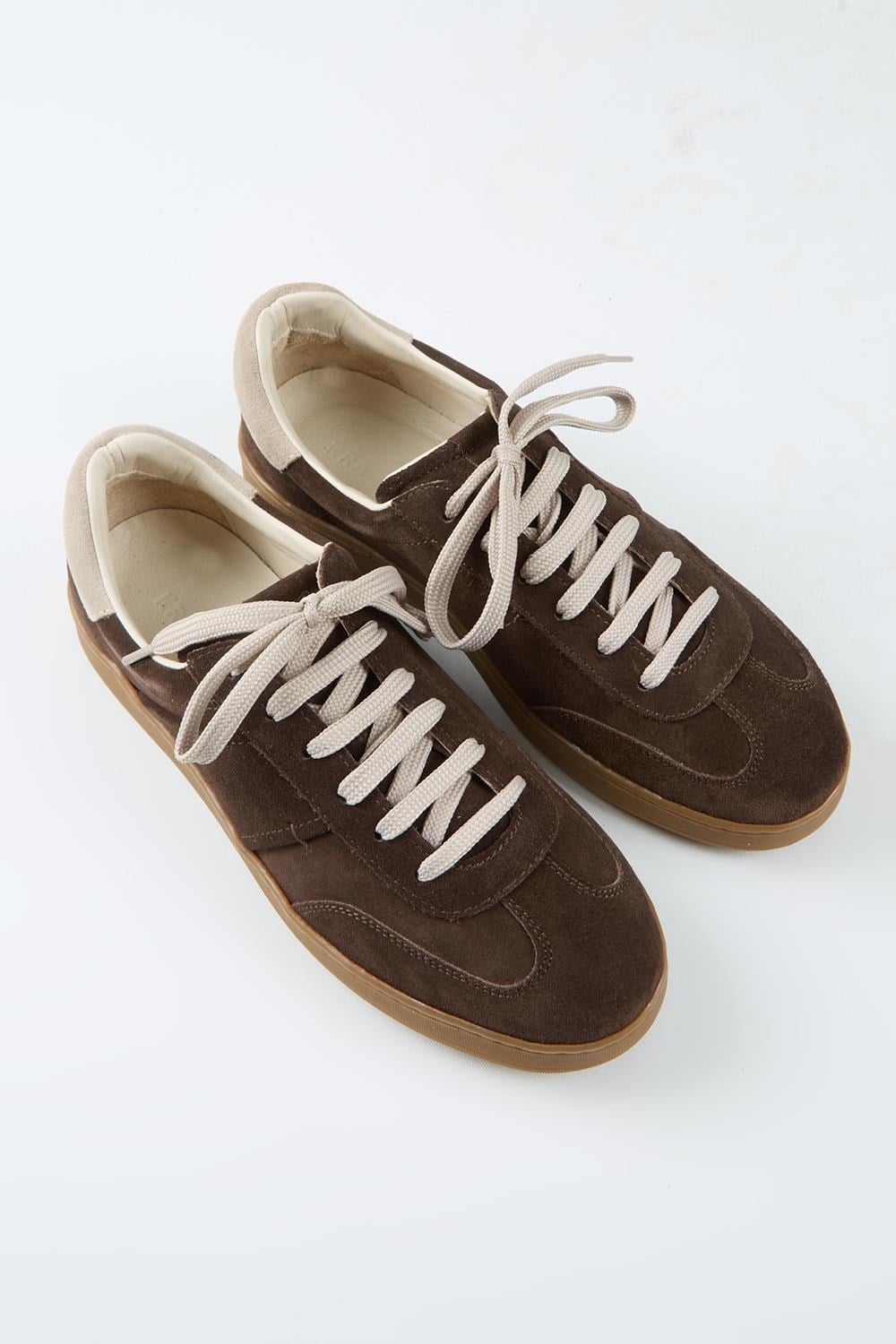 Krahe Calijero 2 Erkek Hakiki Deri Bağcıklı Kahve-Bej Sneakers