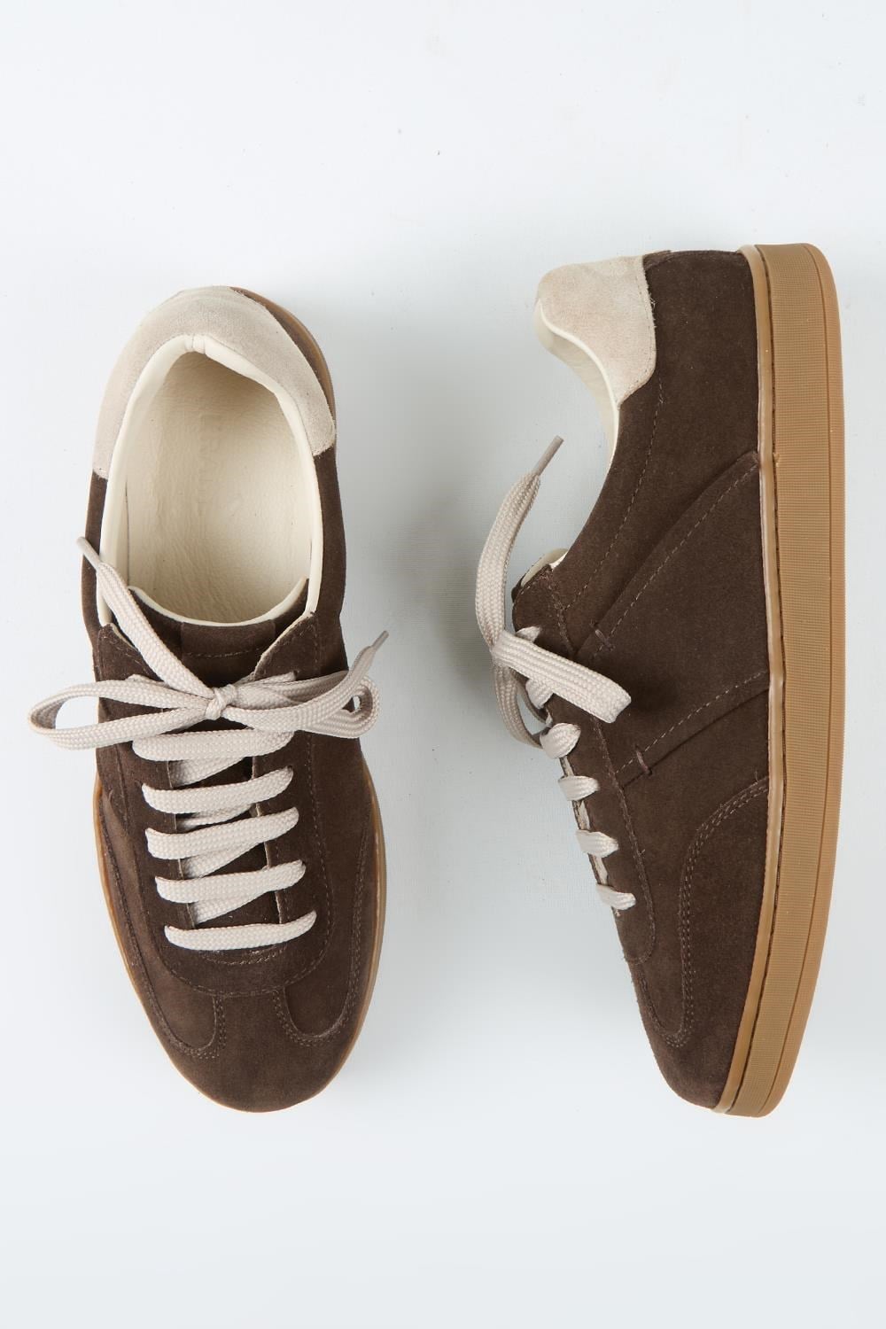 Krahe Calijero 2 Erkek Hakiki Deri Bağcıklı Kahve-Bej Sneakers