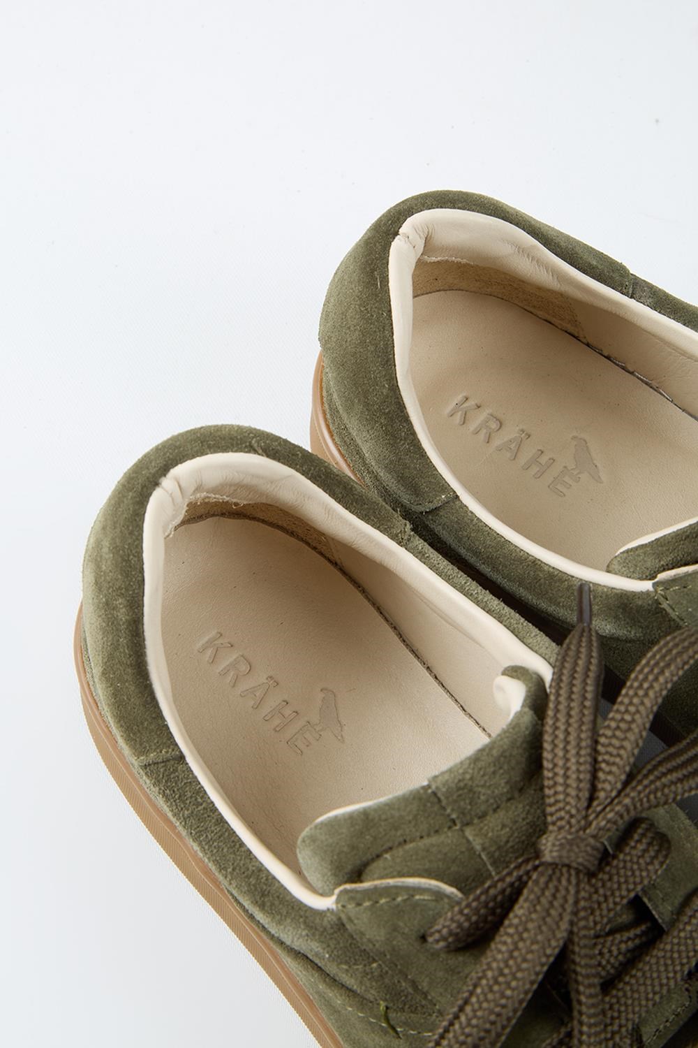 Krahe Calijero Erkek Hakiki Deri Bağcıklı Haki Sneakers