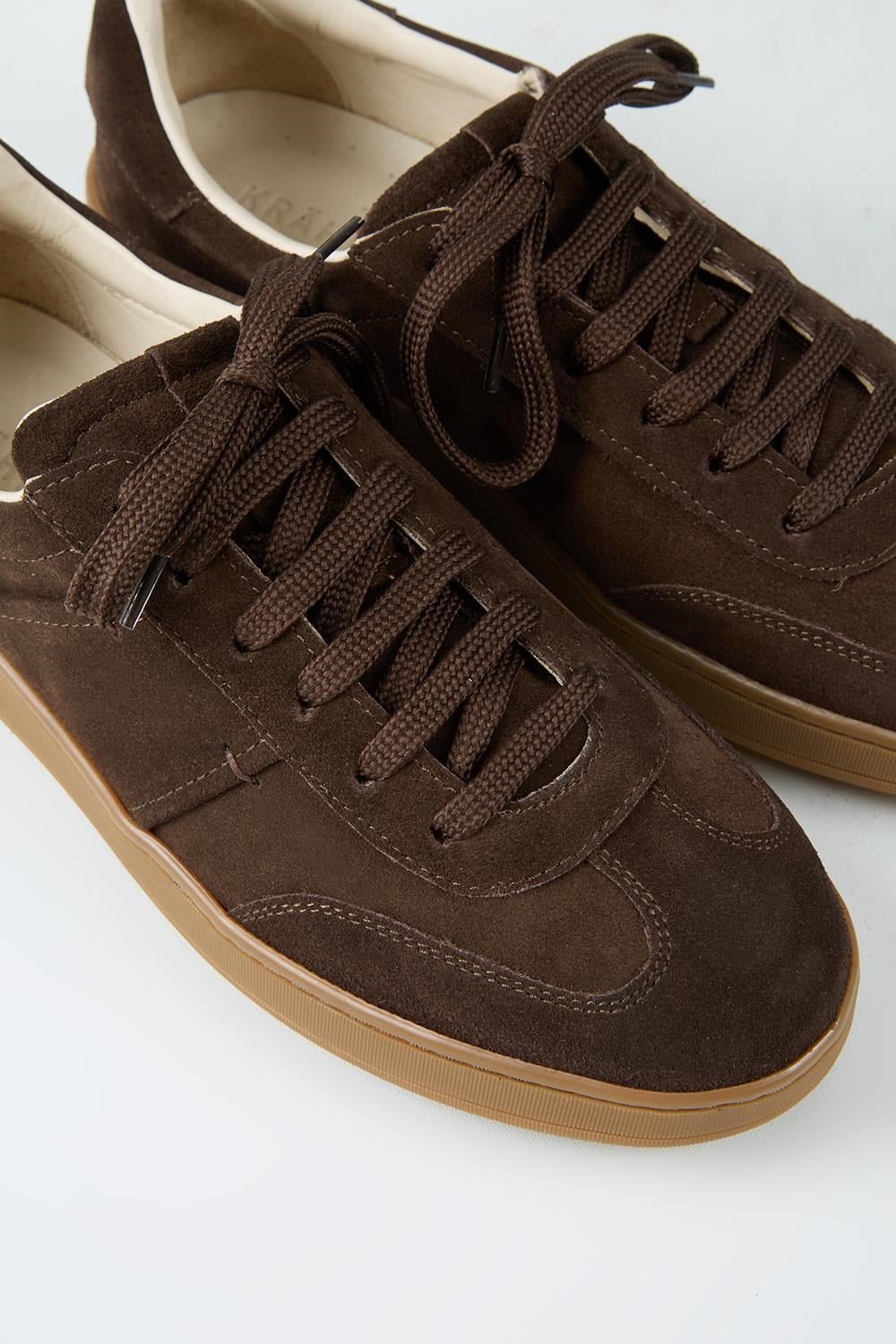 Krahe Calijero Erkek Hakiki Deri Bağcıklı Kahve Sneakers