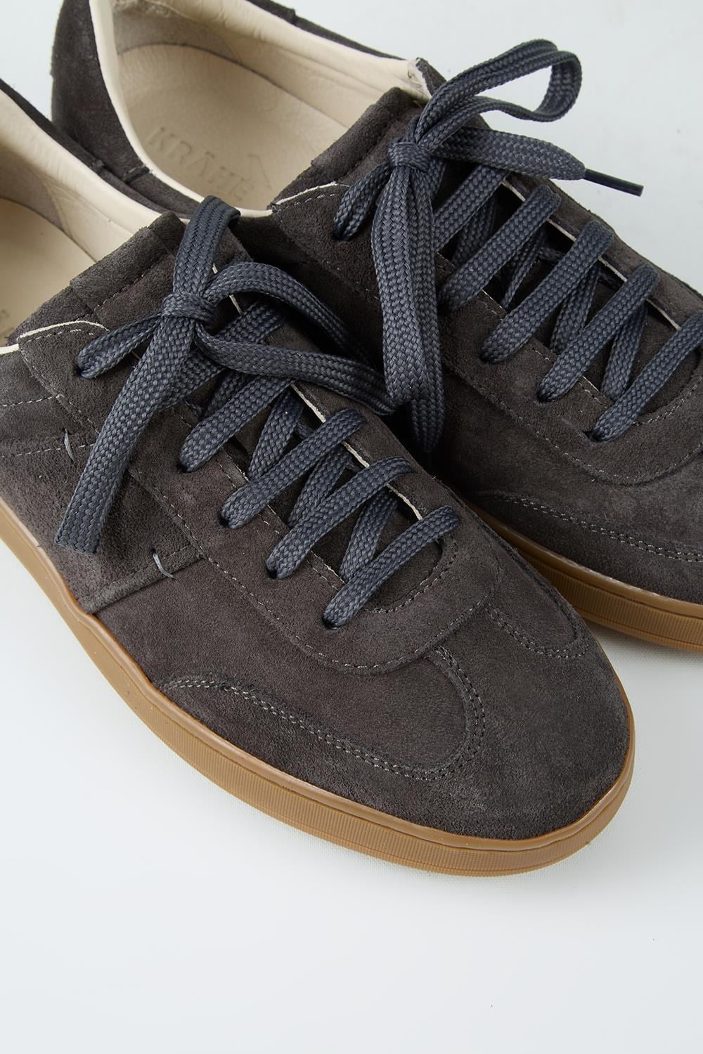 Krahe Calijero Erkek Hakiki Deri Bağcıklı Antrasit Sneakers