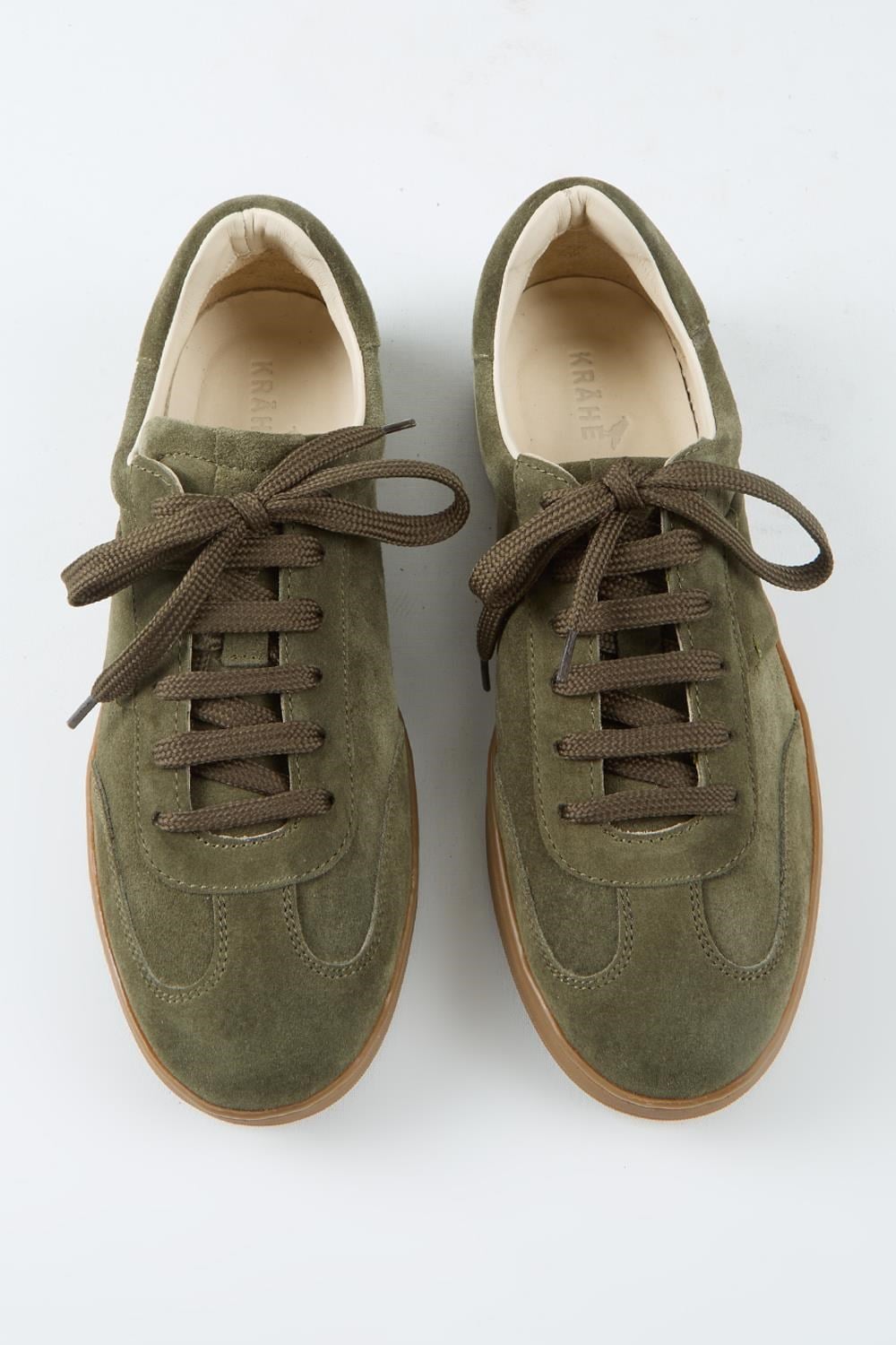 Krahe Calijero Erkek Hakiki Deri Bağcıklı Haki Sneakers