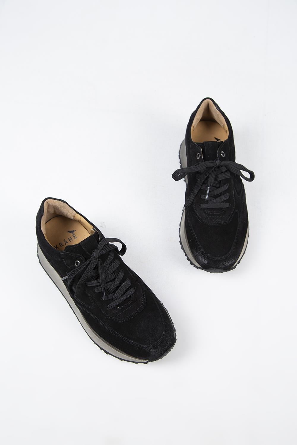 Krahe Calista Erkek Hakiki Deri Bağcıklı Siyah Sneakers