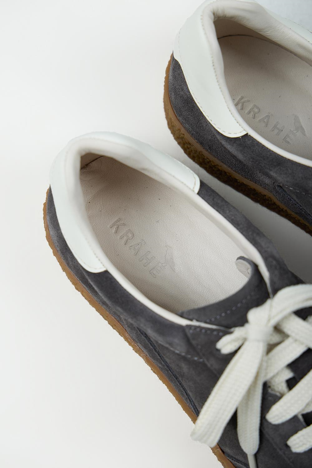 Krahe Palminteri 2 Erkek Hakiki Deri Bağcıklı Antrasit-Ekru Sneakers