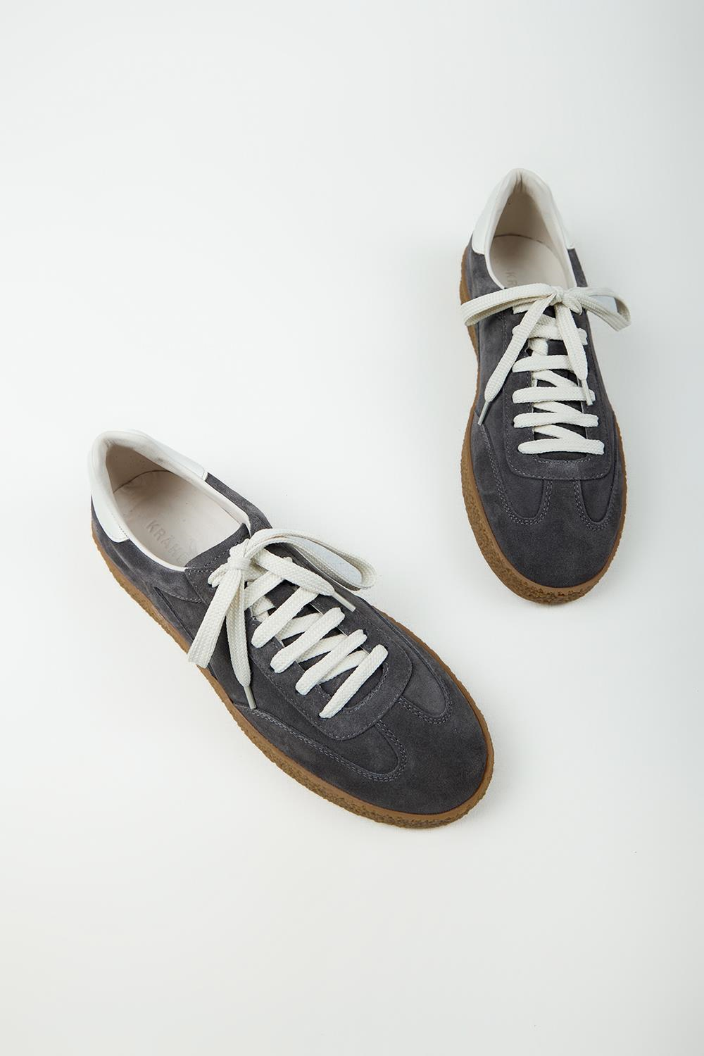Krahe Palminteri 2 Erkek Hakiki Deri Bağcıklı Antrasit-Ekru Sneakers