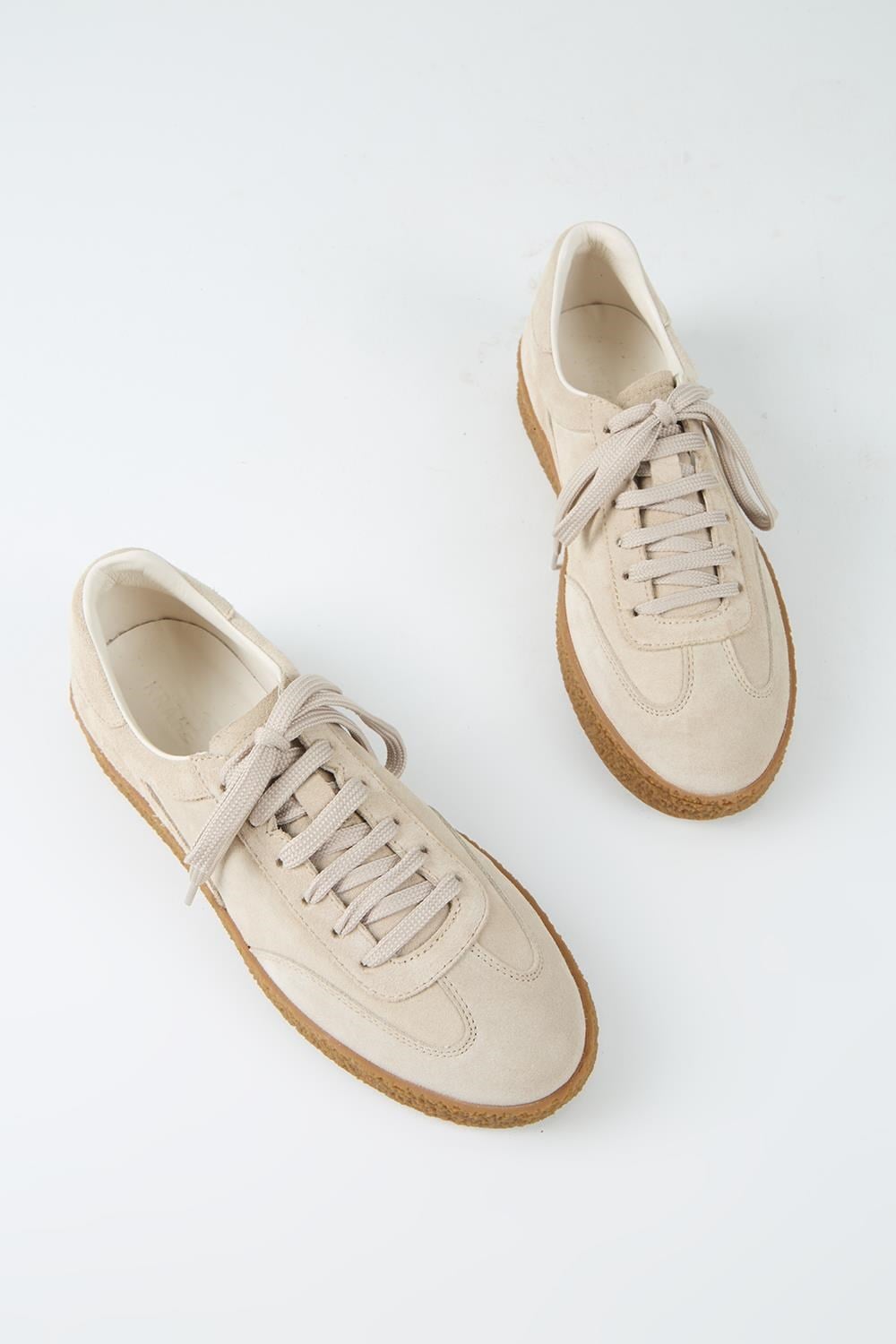 Krahe Palminteri Erkek Hakiki Deri Bağcıklı Bej Sneakers